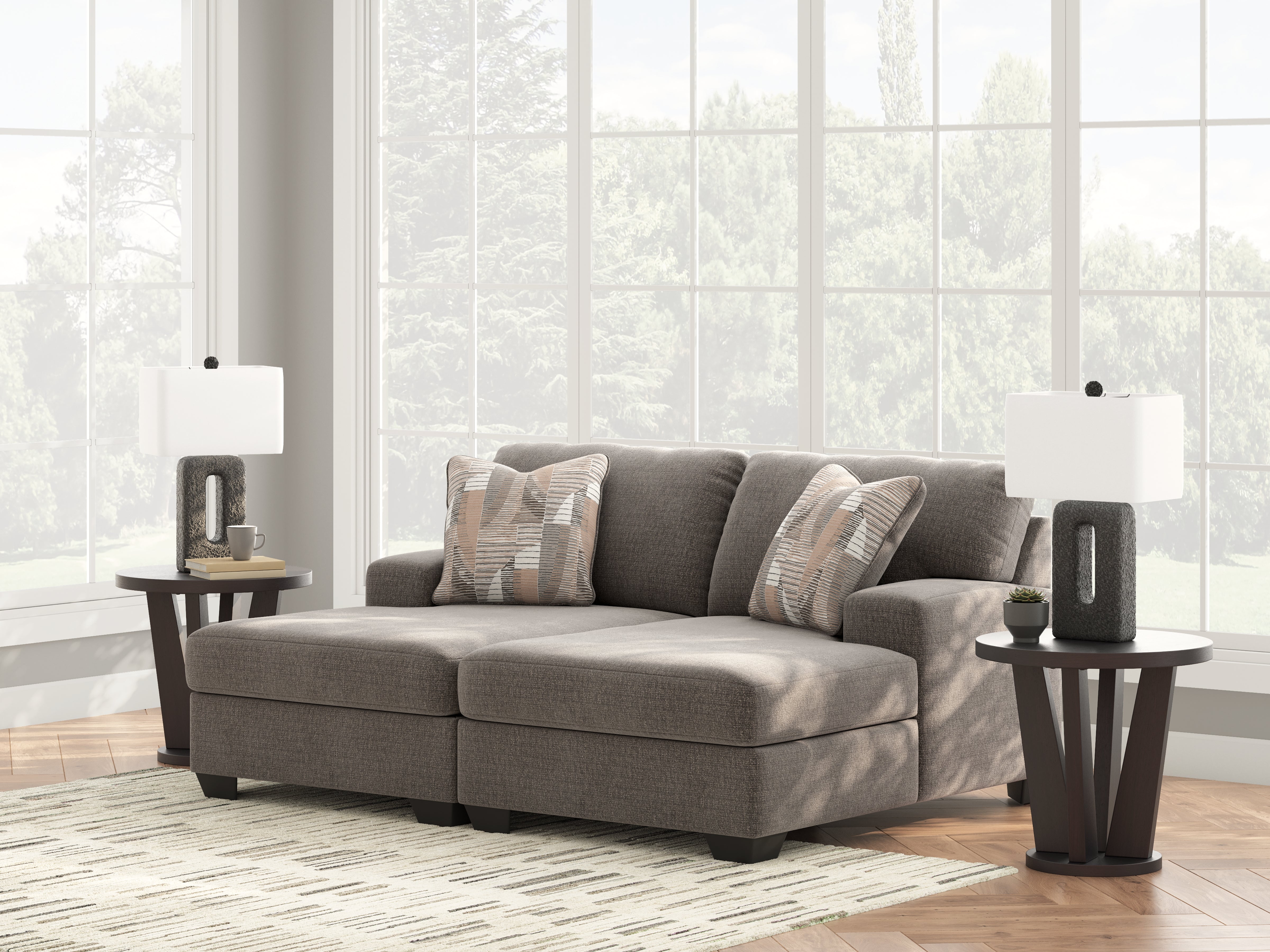 Coral Furniture - Ashley Furniture - Newellen Sectional - RAF 2-Piece Super Chaise / Greystone - 48405S4