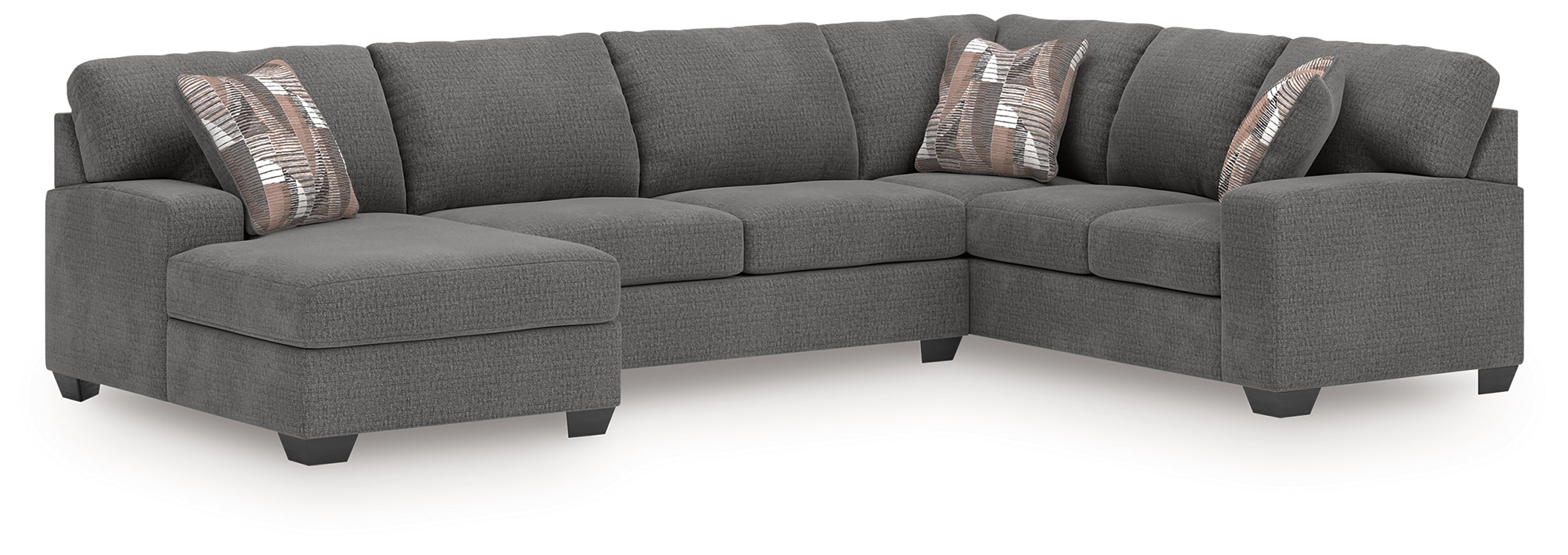 Coral Furniture - Ashley Furniture - Newellen Sectional - RAF 3-Piece Sectional with Chaise / Greystone - 48405S1
