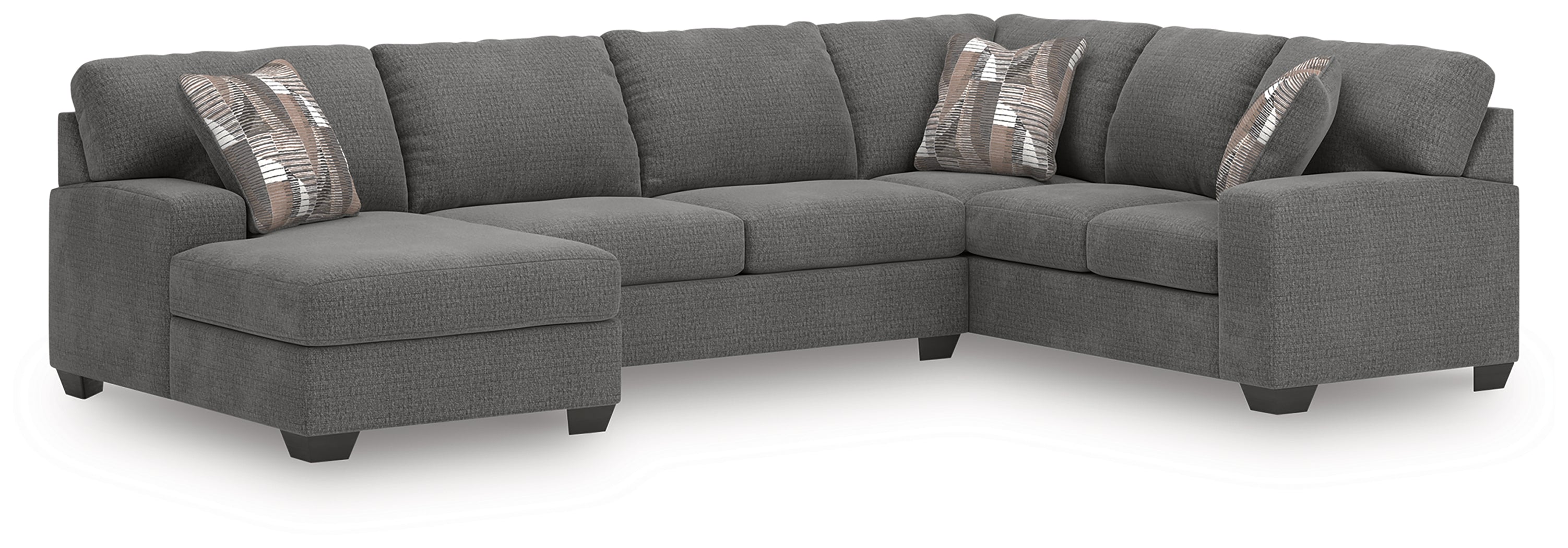 Coral Furniture - Ashley Furniture - Newellen Sectional - RAF 3-Piece Sleeper Sectional with Chaise / Greystone - 48405S5