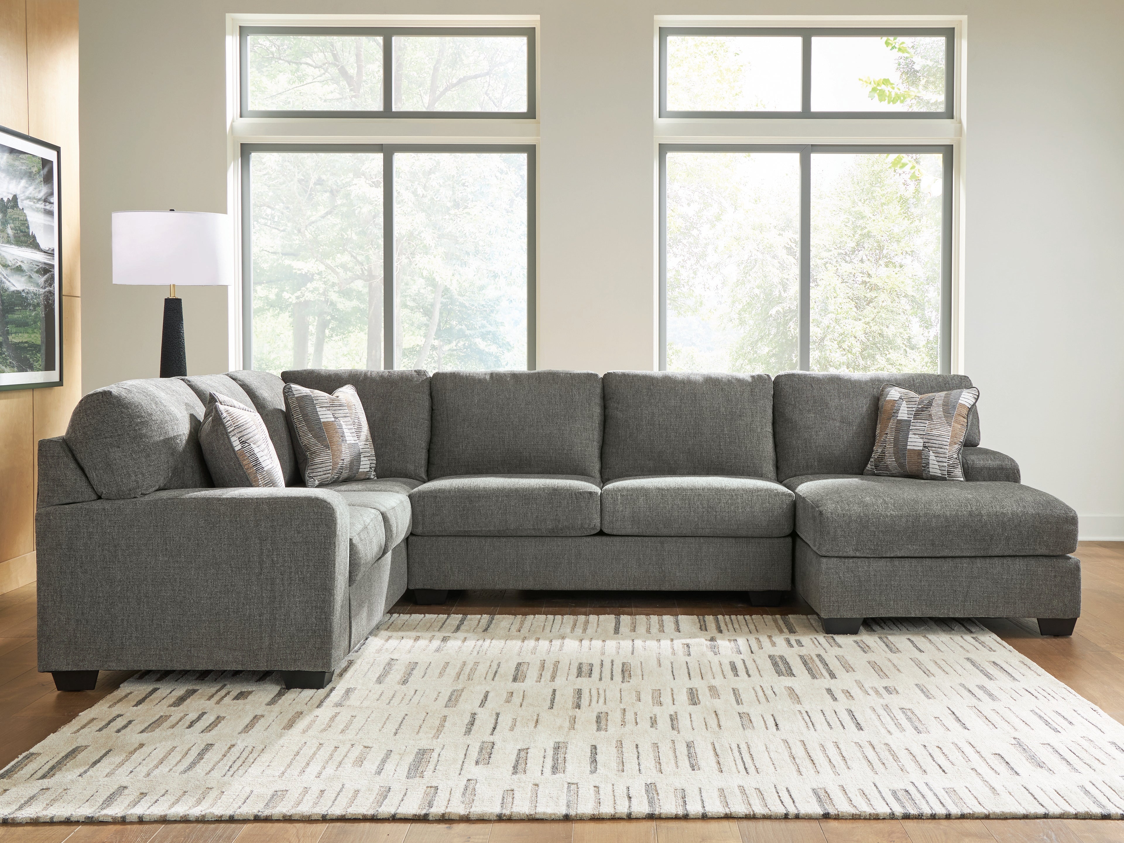 Coral Furniture - Ashley Furniture - Clarington Sectional - LAF 3-Piece Sectional with Chaise / Greystone - PC48405S2