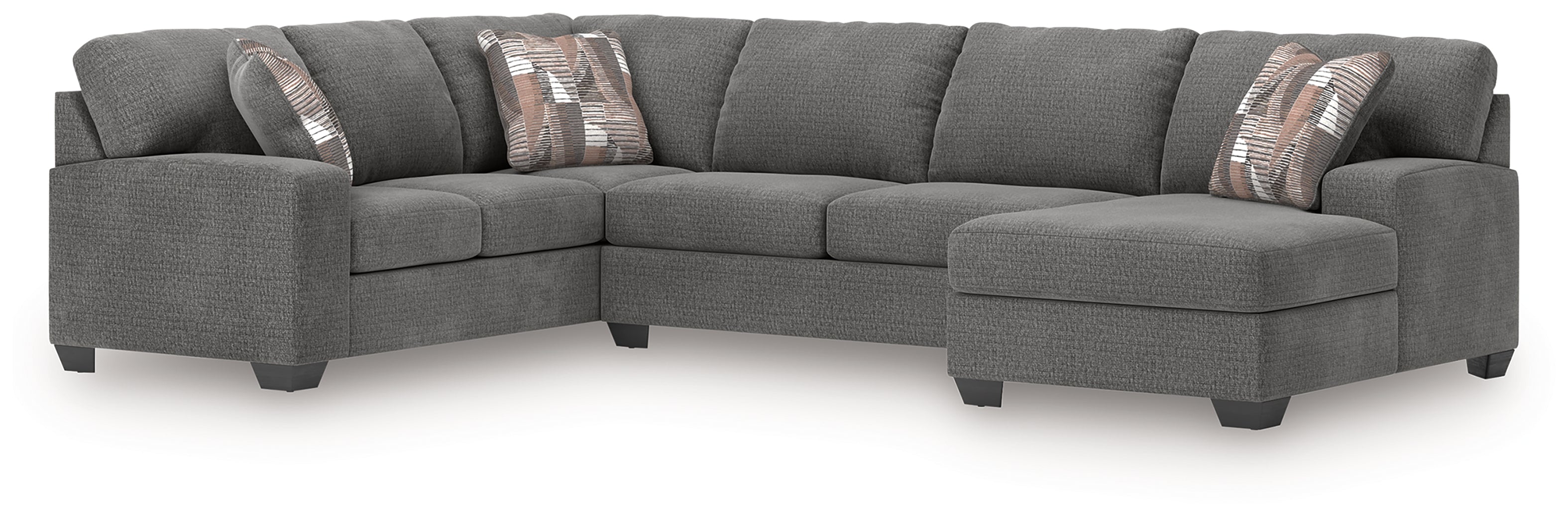 Coral Furniture - Ashley Furniture - Newellen Sectional - LAF 3-Piece Sleeper Sectional with Chaise / Greystone - 48405S6