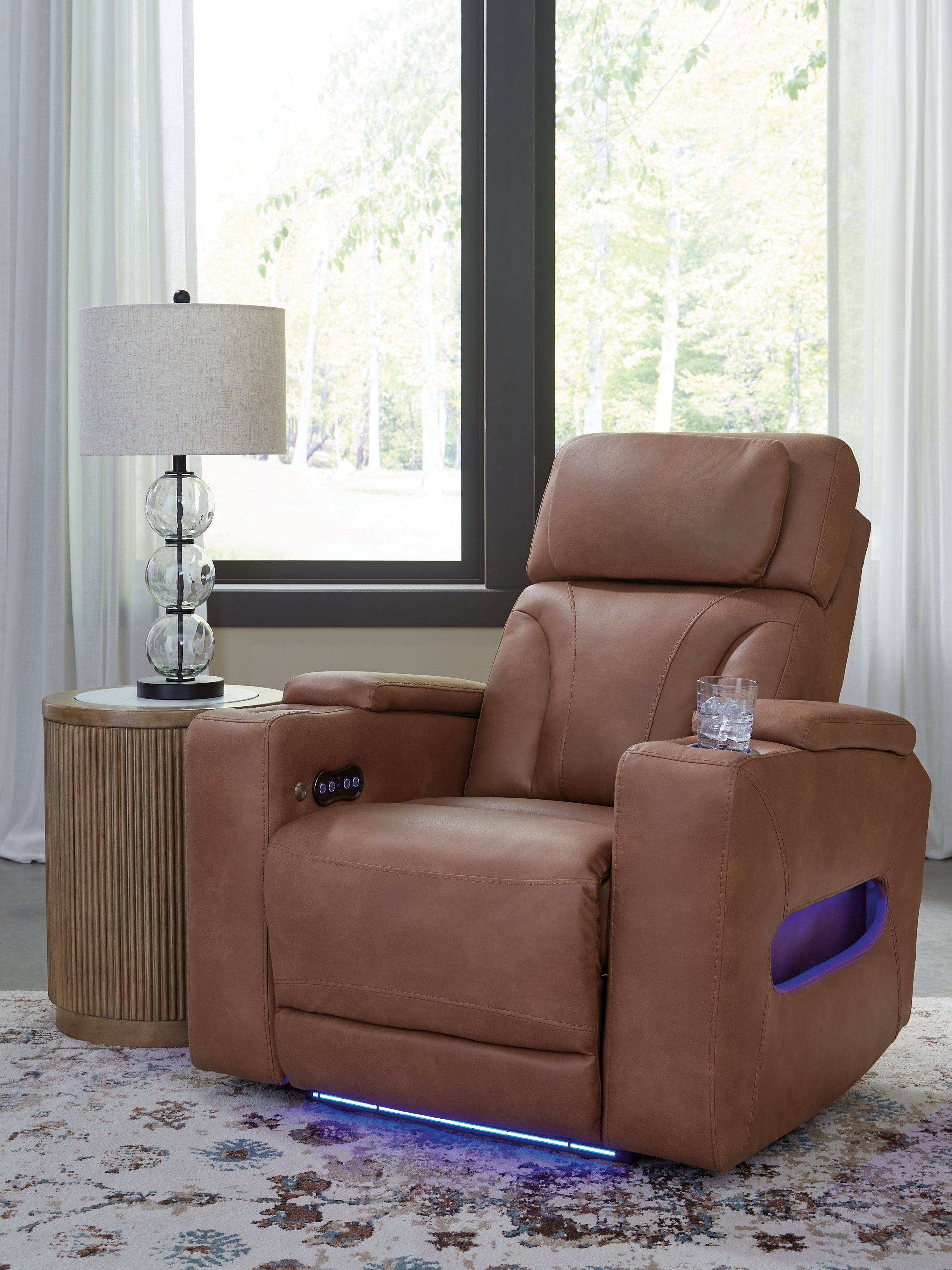 Coral Furniture - Ashley Furniture - Clean-Slate Living Room - PWR Recliner/ADJ Headrest / Caramel - PC5010113