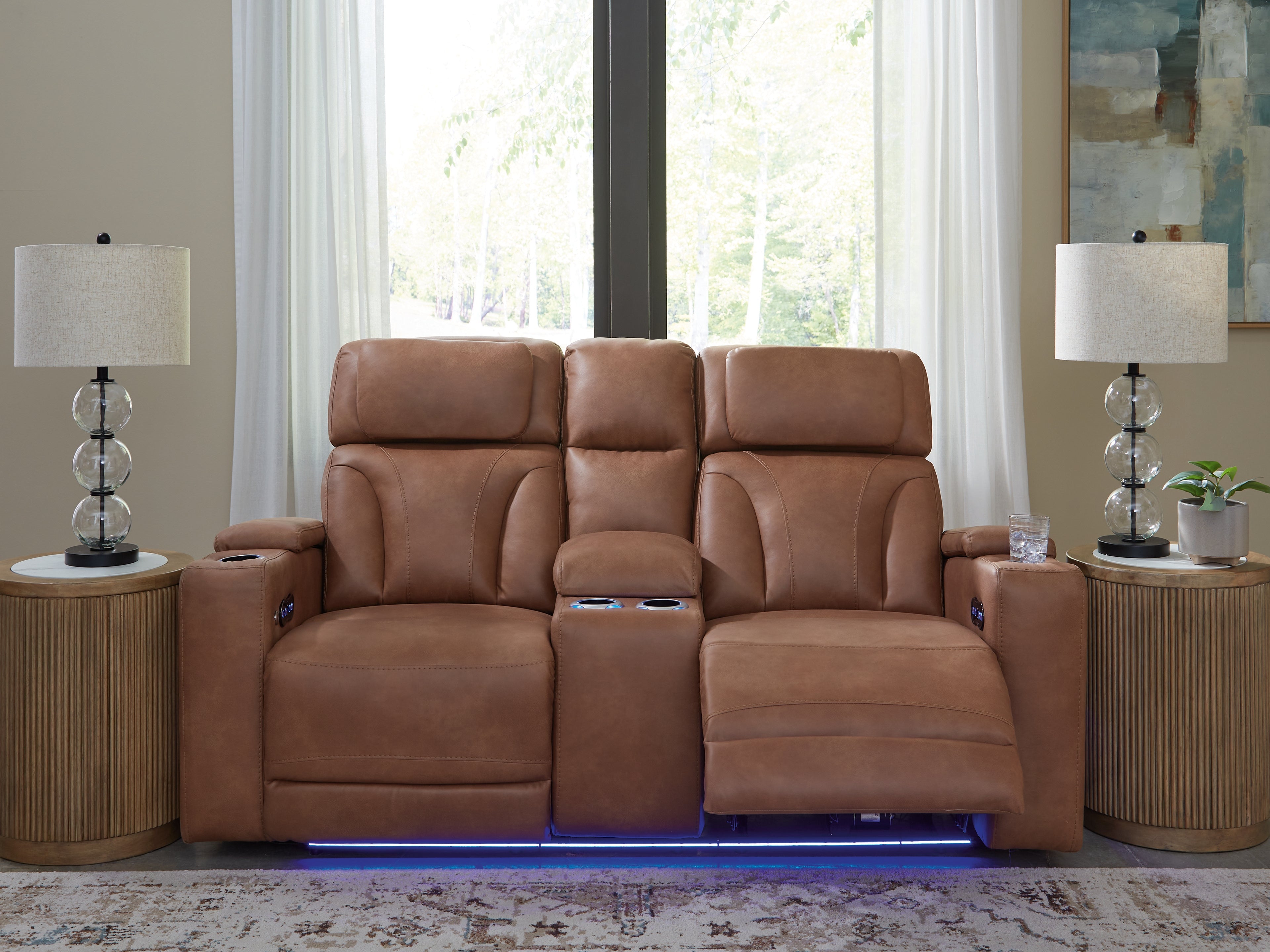 Coral Furniture - Ashley Furniture - Clean-Slate Living Room - PWR REC Loveseat/CON/ADJ HDRST / Caramel - PC5010118