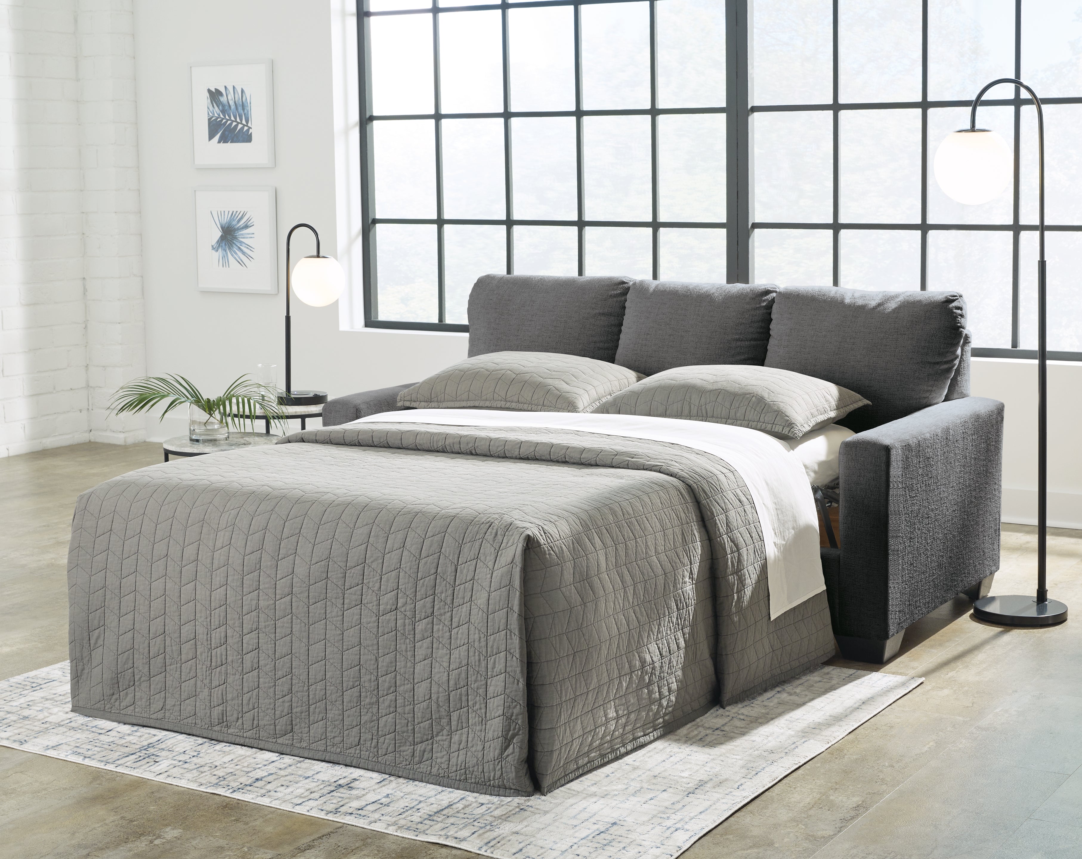 Coral Furniture - Ashley Furniture - Rannis Living Room - Full Sofa Sleeper / Pewter - 5360236