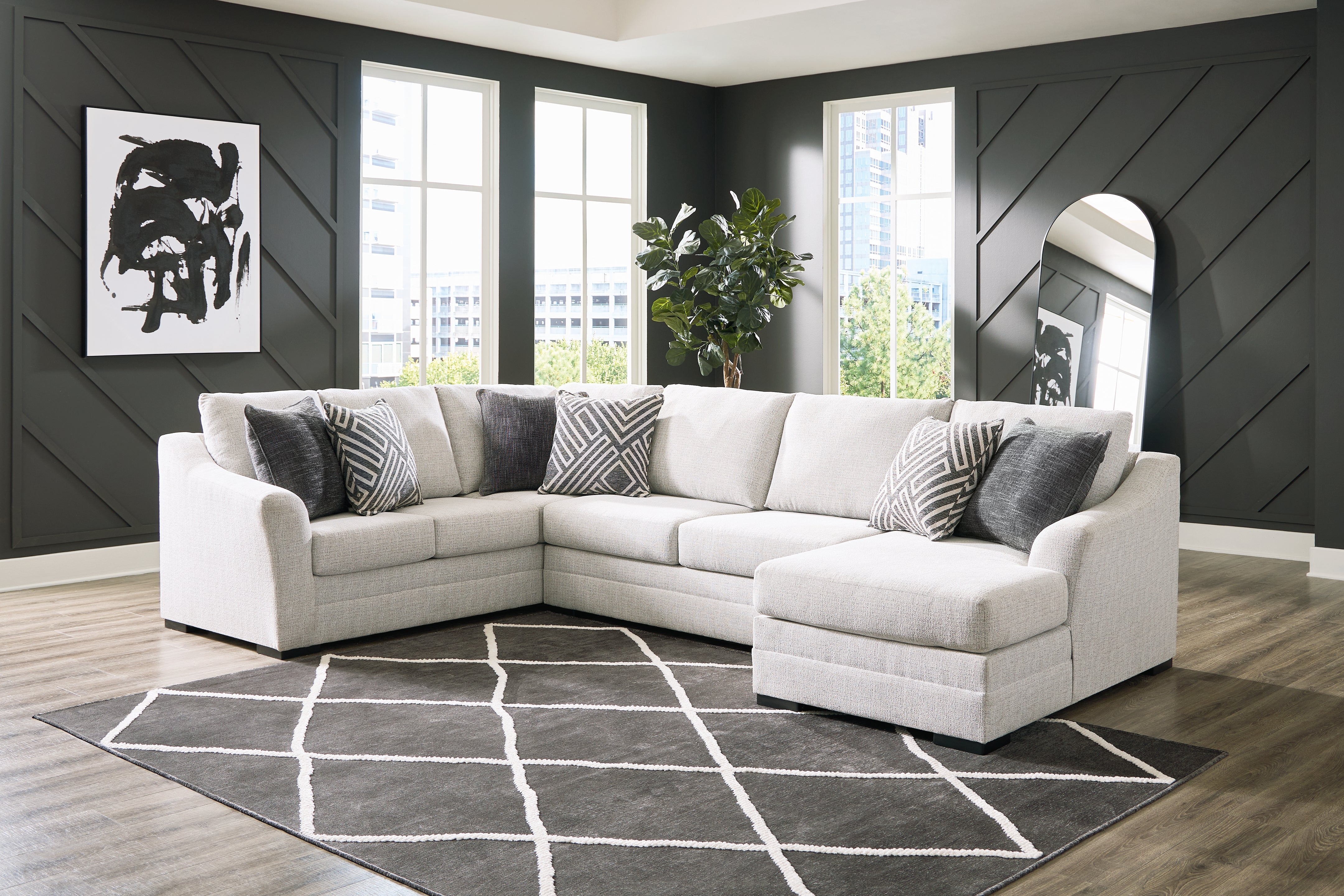 Coral Furniture - Ashley Furniture - Koralynn Sectional - LAF 3-Piece Sectional with Chaise / Stone - 54102S2