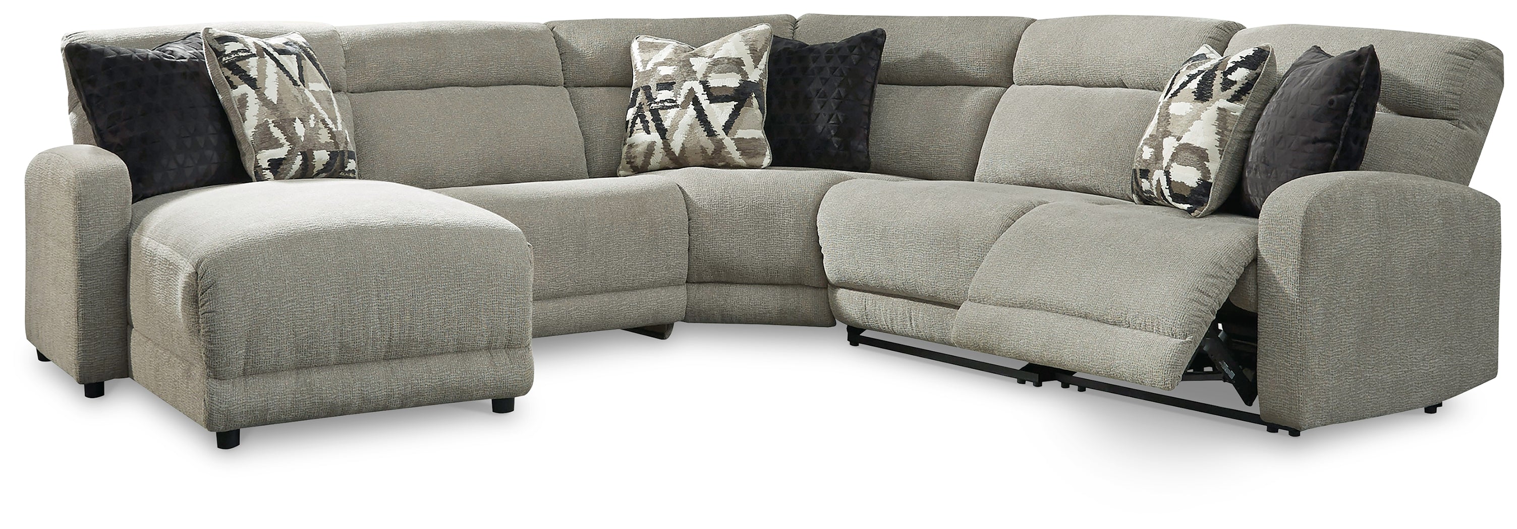 Coral Furniture - Ashley Furniture - Colleyville Sectional - 5-Piece Power Reclining Sectional with Chaise / Stone - 54405S11