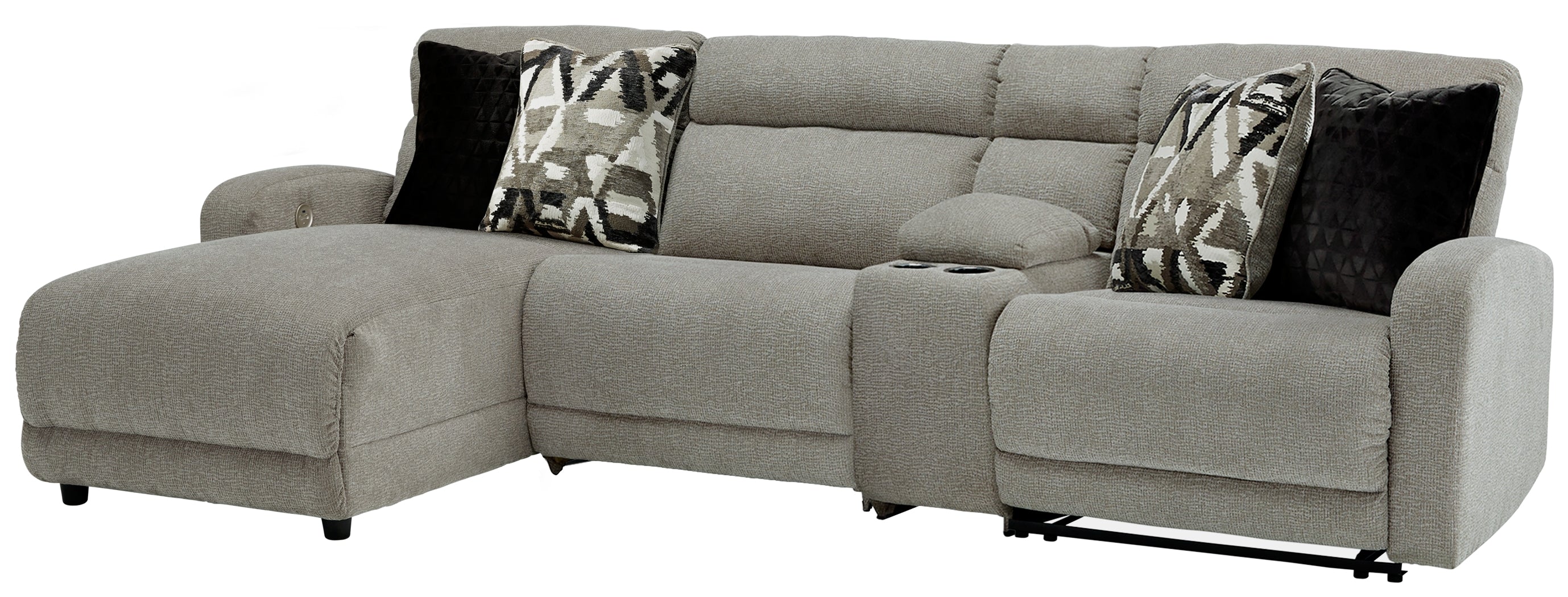 Coral Furniture - Ashley Furniture - Colleyville Sectional - 4-Piece Power Reclining Sectional with Chaise / Stone - 54405S5