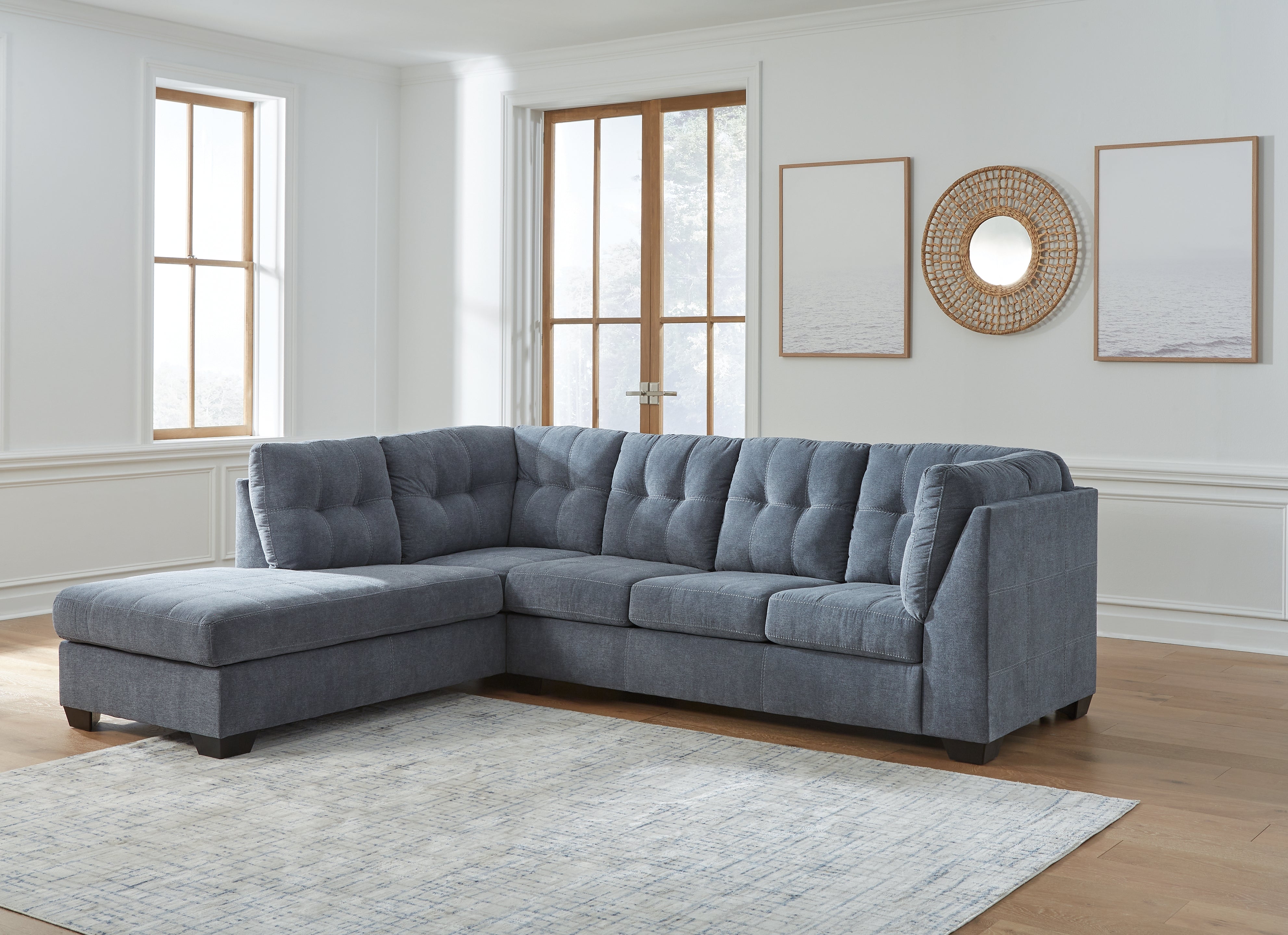 Coral Furniture - Ashley Furniture - Marleton Sectional - RAF 2-Piece Sectional with Chaise / Denim - 55303S1