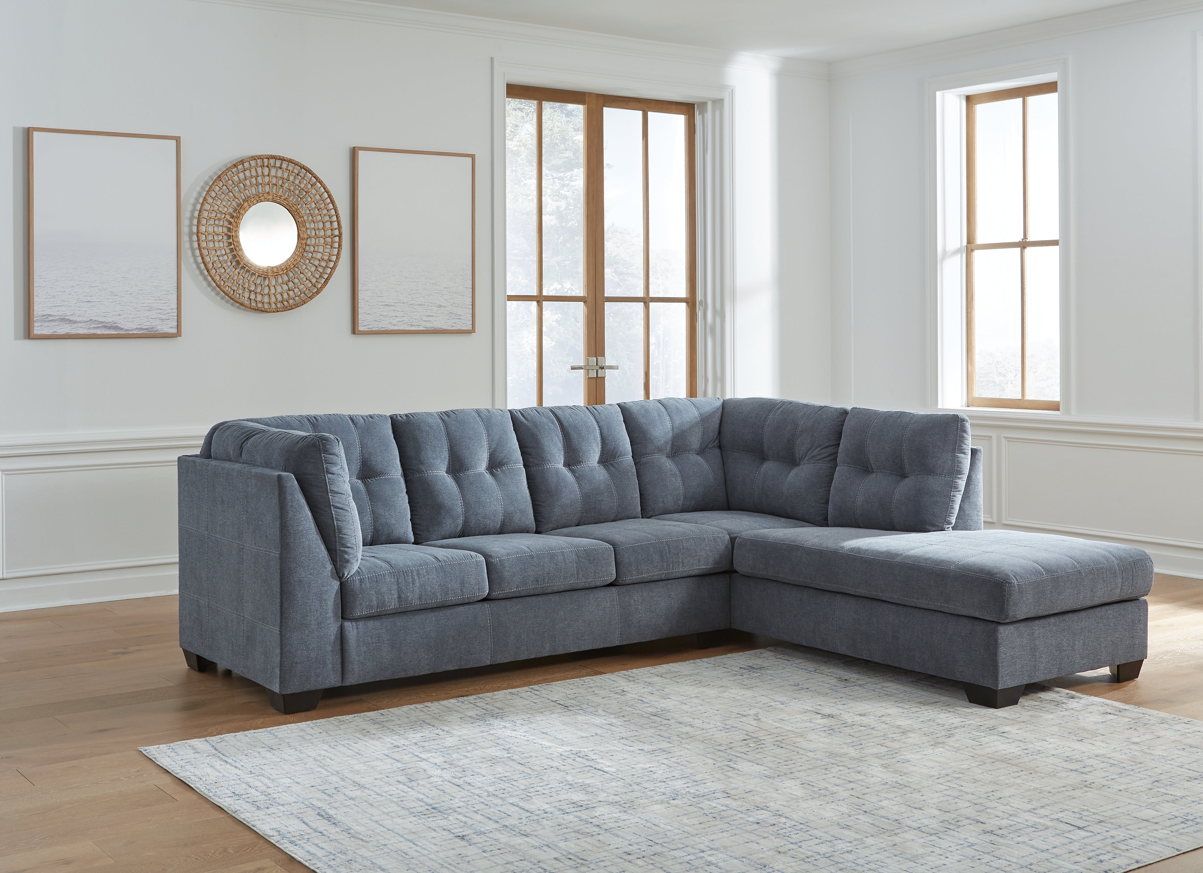 Coral Furniture - Ashley Furniture - Marleton Sectional - LAF 2-Piece Sectional with Chaise / Denim - 55303S2