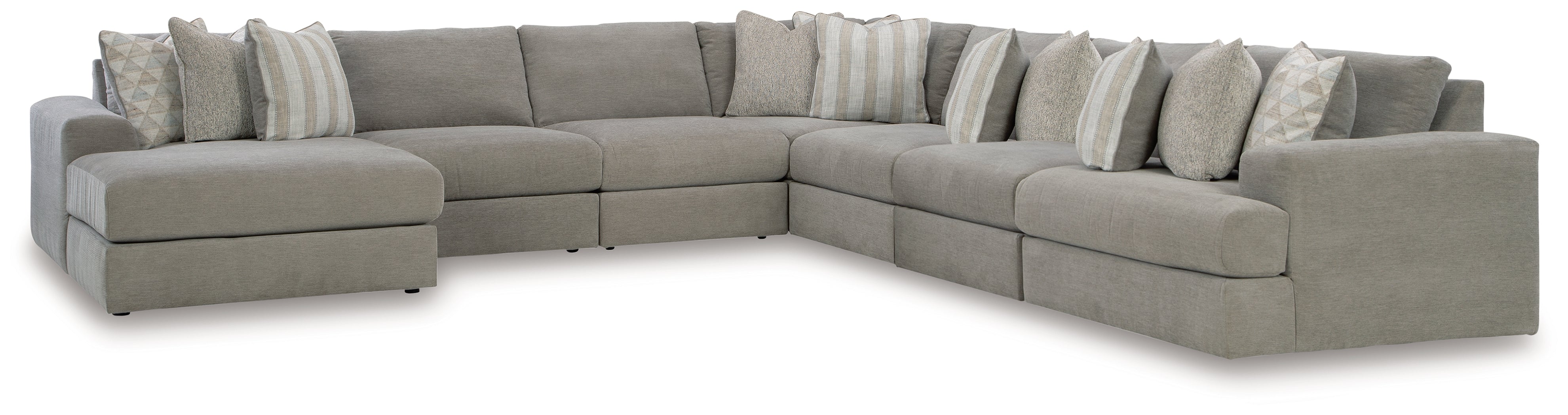 Coral Furniture - Ashley Furniture - Avaliyah Sectional - RAF 7-Piece Sectional with Chaise / Ash - 58103S9