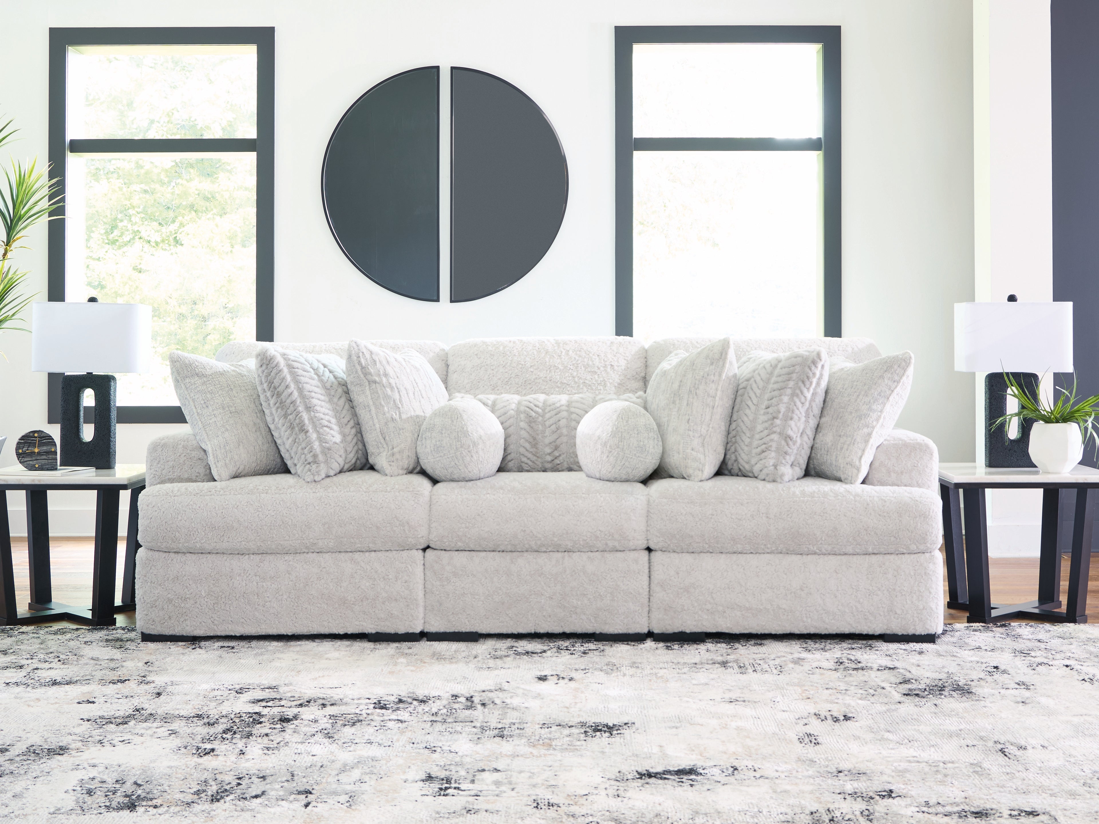 Coral Furniture - Ashley Furniture - Cuddle Plush Sectional - RAF 3-Piece Sectional / Arctic - PC59106S5