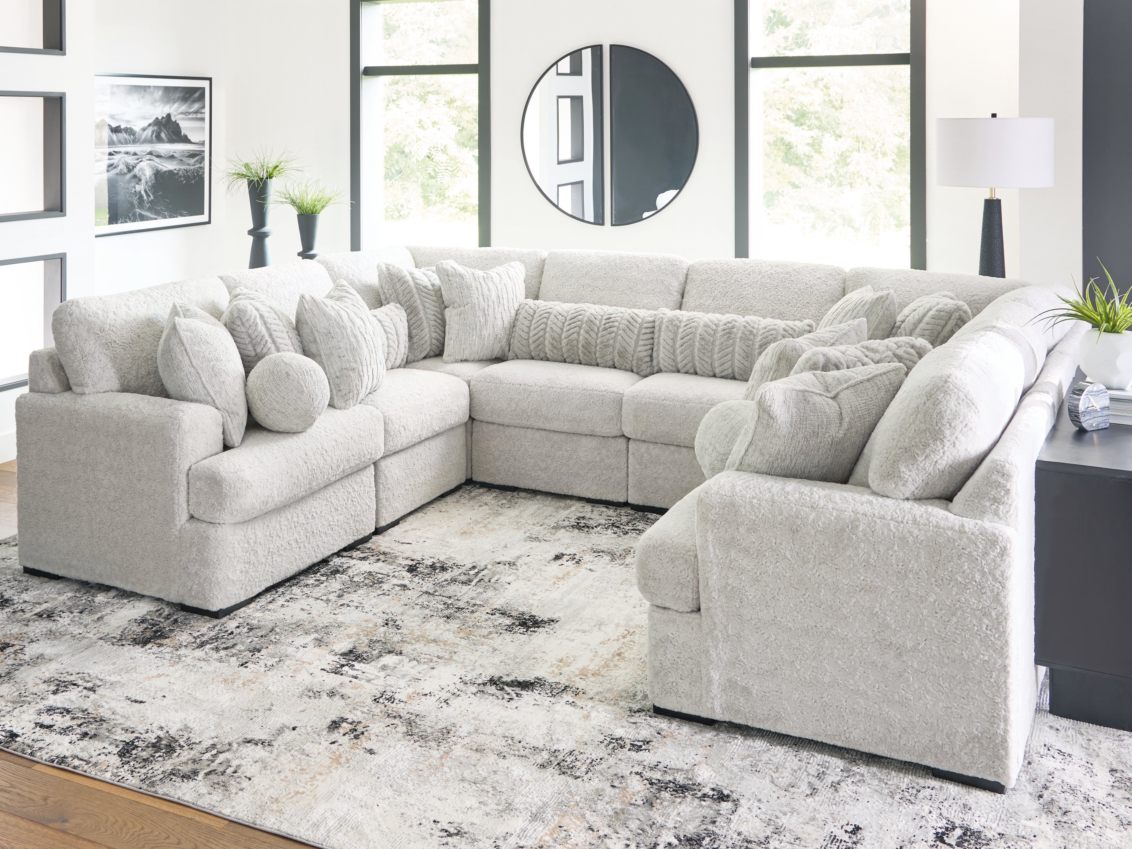 Coral Furniture - Ashley Furniture - Cuddle Plush Sectional - RAF 8-Piece Sectional / Arctic - PC59106S6