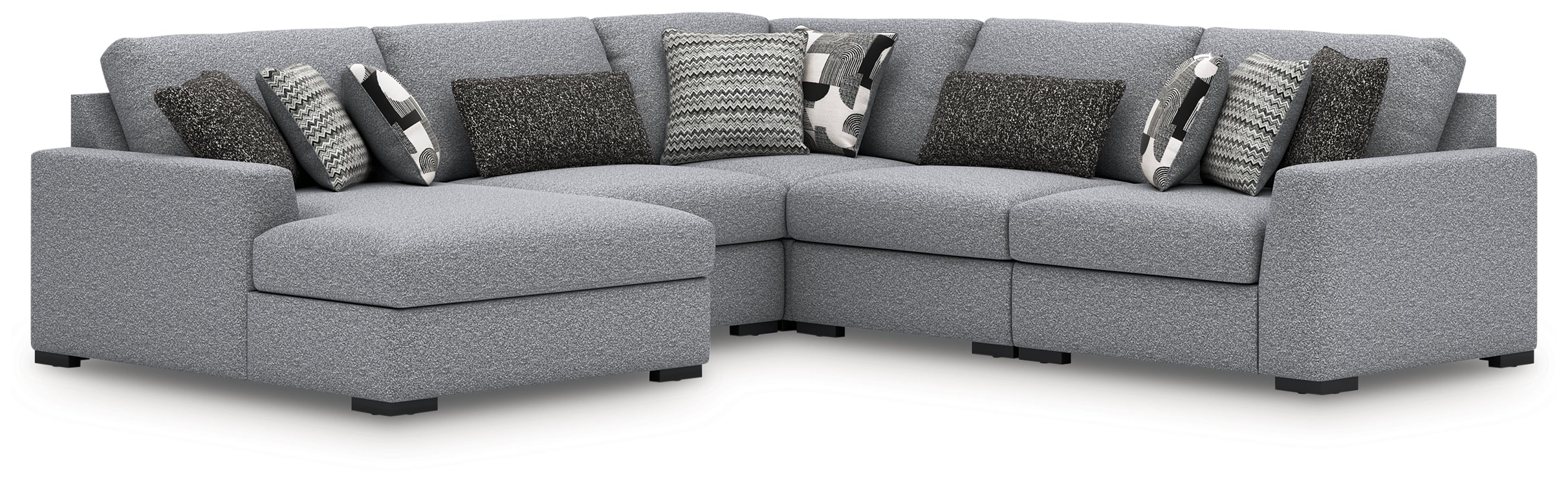Coral Furniture - Ashley Furniture - Bealton Sectional - RAF 5-Piece Sectional with Chaise / Salt and Pepper - 61305S8