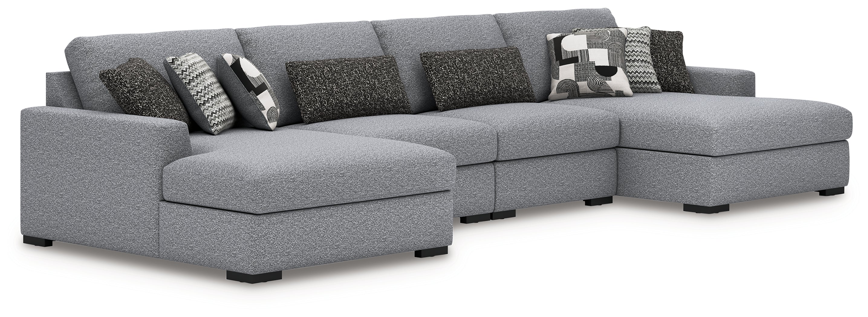 Coral Furniture - Ashley Furniture - Bealton Sectional - RAF 4-Piece Sectional with Double Chaise / Salt and Pepper - 61305S9