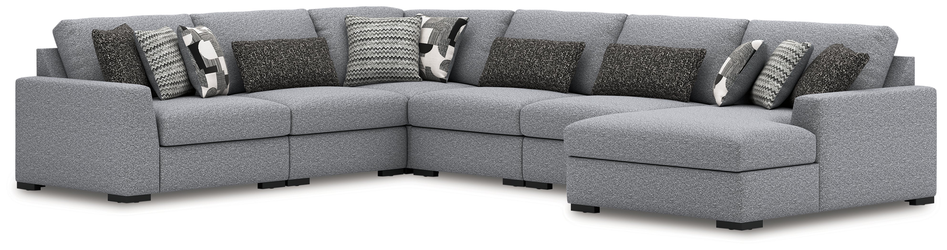 Coral Furniture - Ashley Furniture - Bealton Sectional - RAF 6-Piece Sectional with Chaise / Salt and Pepper - 61305S12