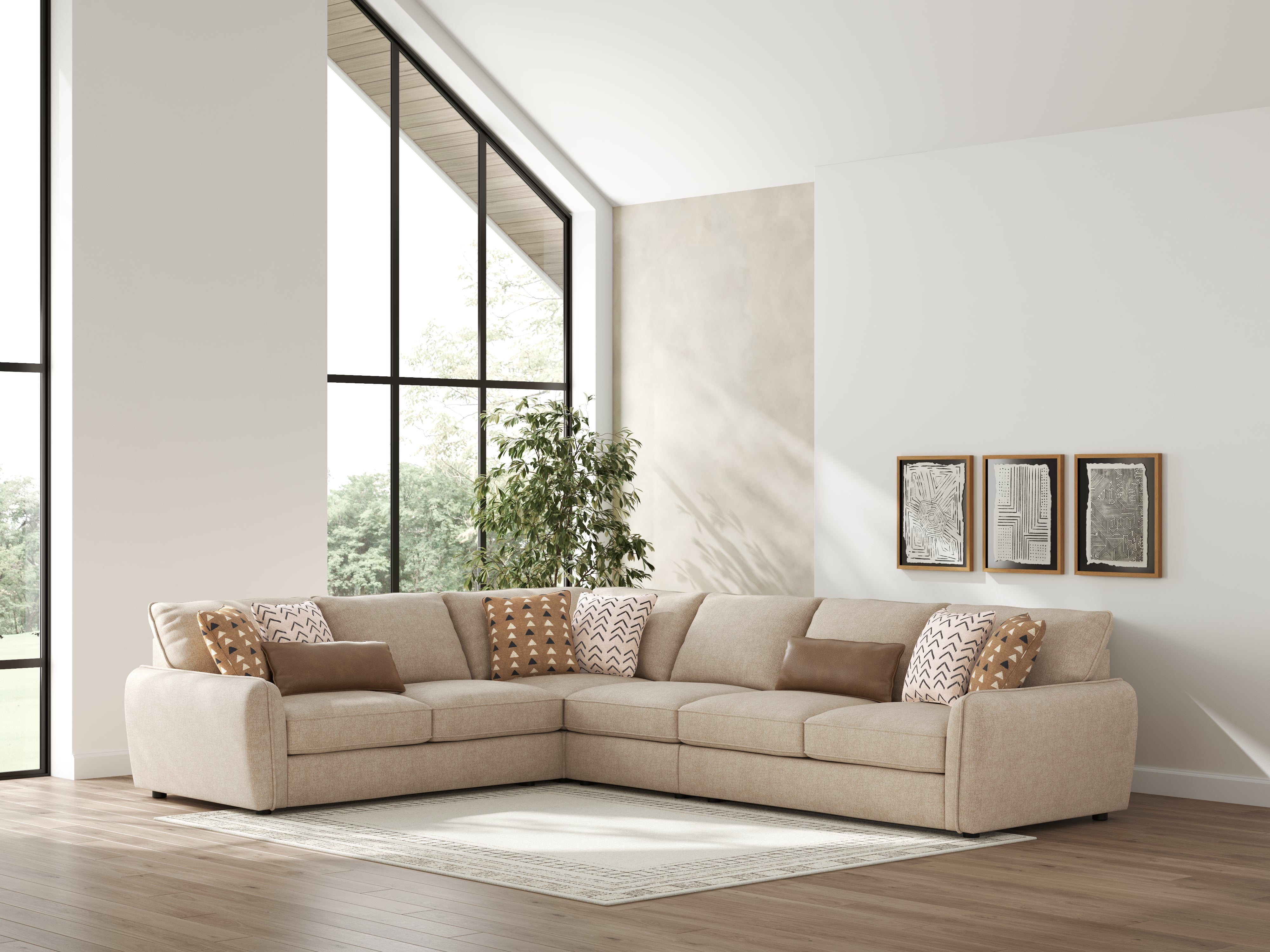 Coral Furniture - Ashley Furniture - Seyler Sectional - LAF 4-Piece Sectional / Sand - 61405S2