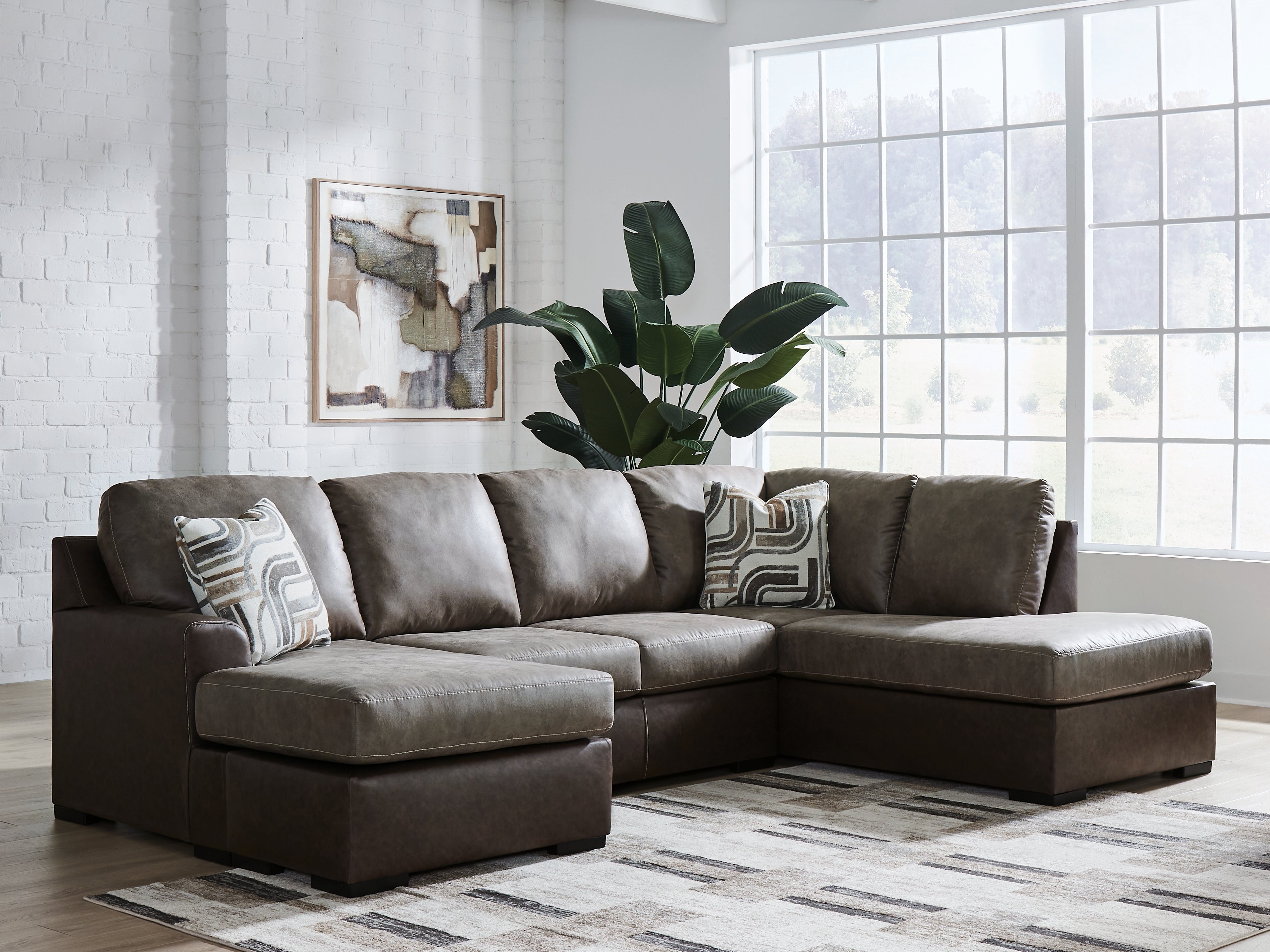 Coral Furniture - Ashley Furniture - Castille Way Sectional - LAF 2-Piece Sectional with Chaise / Fossil - PC62703S2
