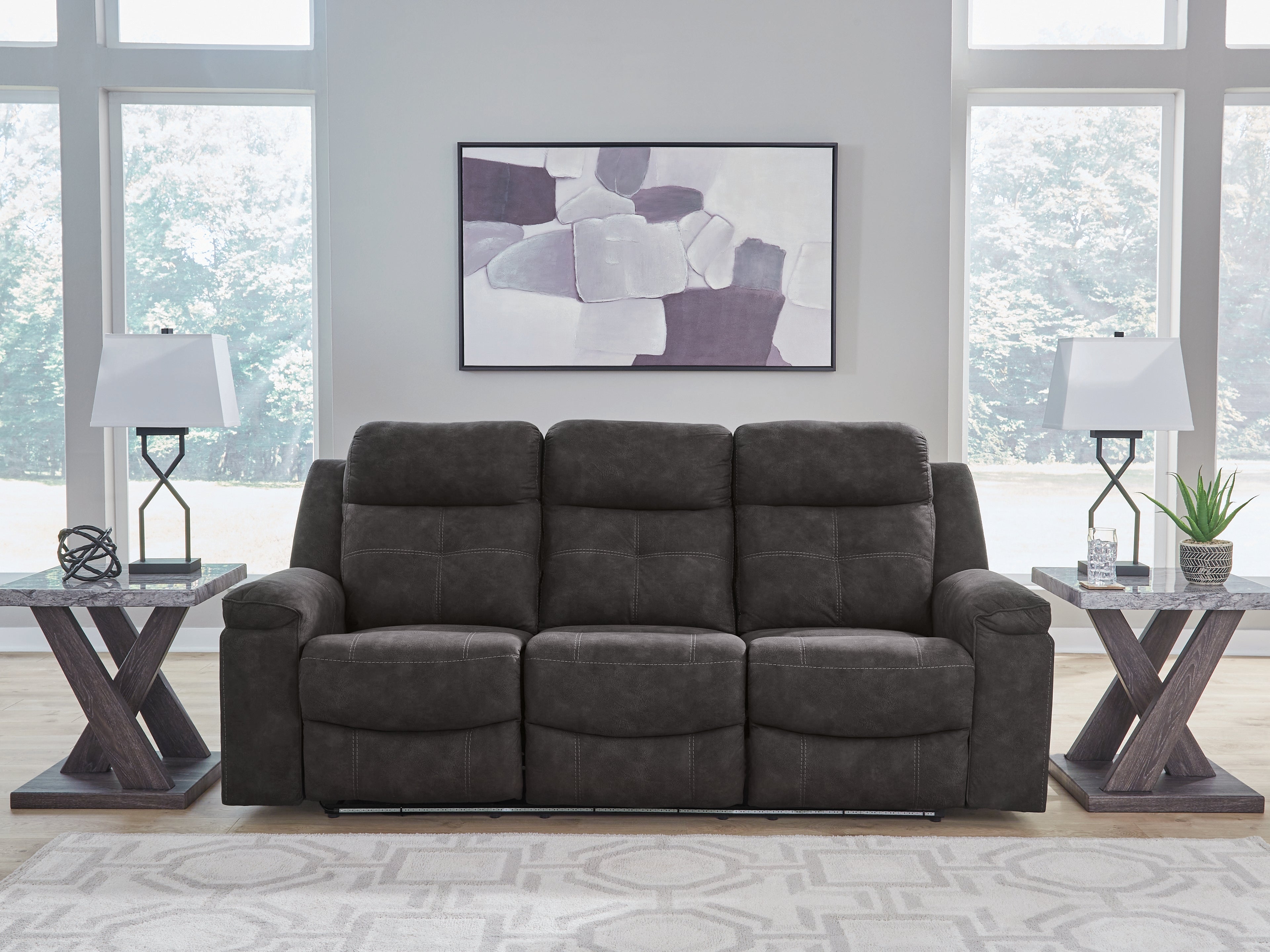 Coral Furniture - Ashley Furniture - Brysonview Living Room - Reclining Sofa / Charcoal - 6360588