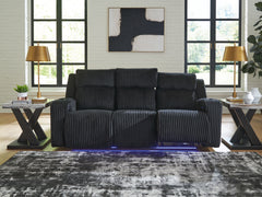 Coral Furniture - Ashley Furniture - Forest Lake Living Room - PWR REC Sofa with ADJ Headrest / Black - PC6420215