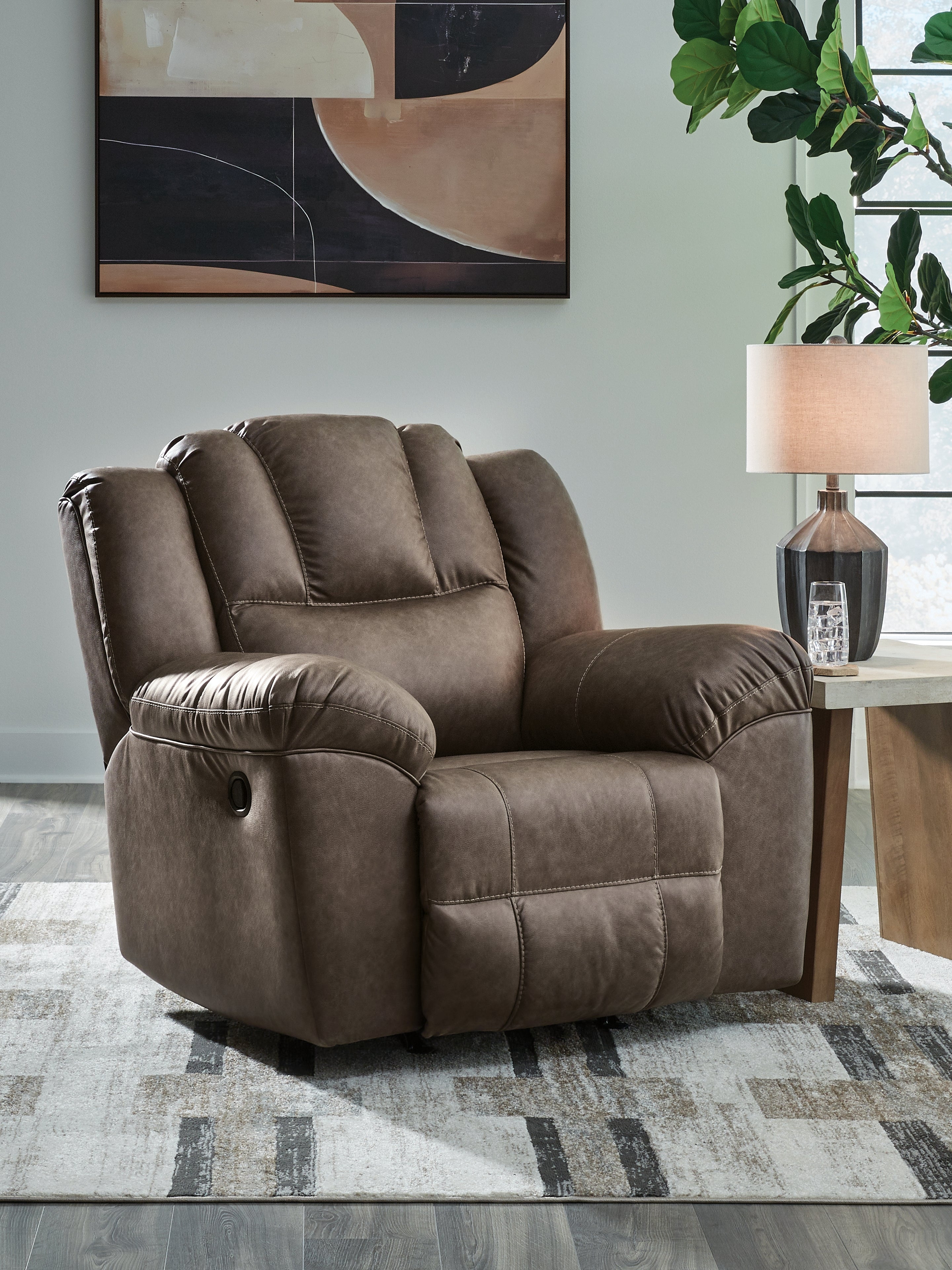 Coral Furniture - Ashley Furniture - Lowilla Living Room - Rocker Recliner / Driftwood - PC6450625