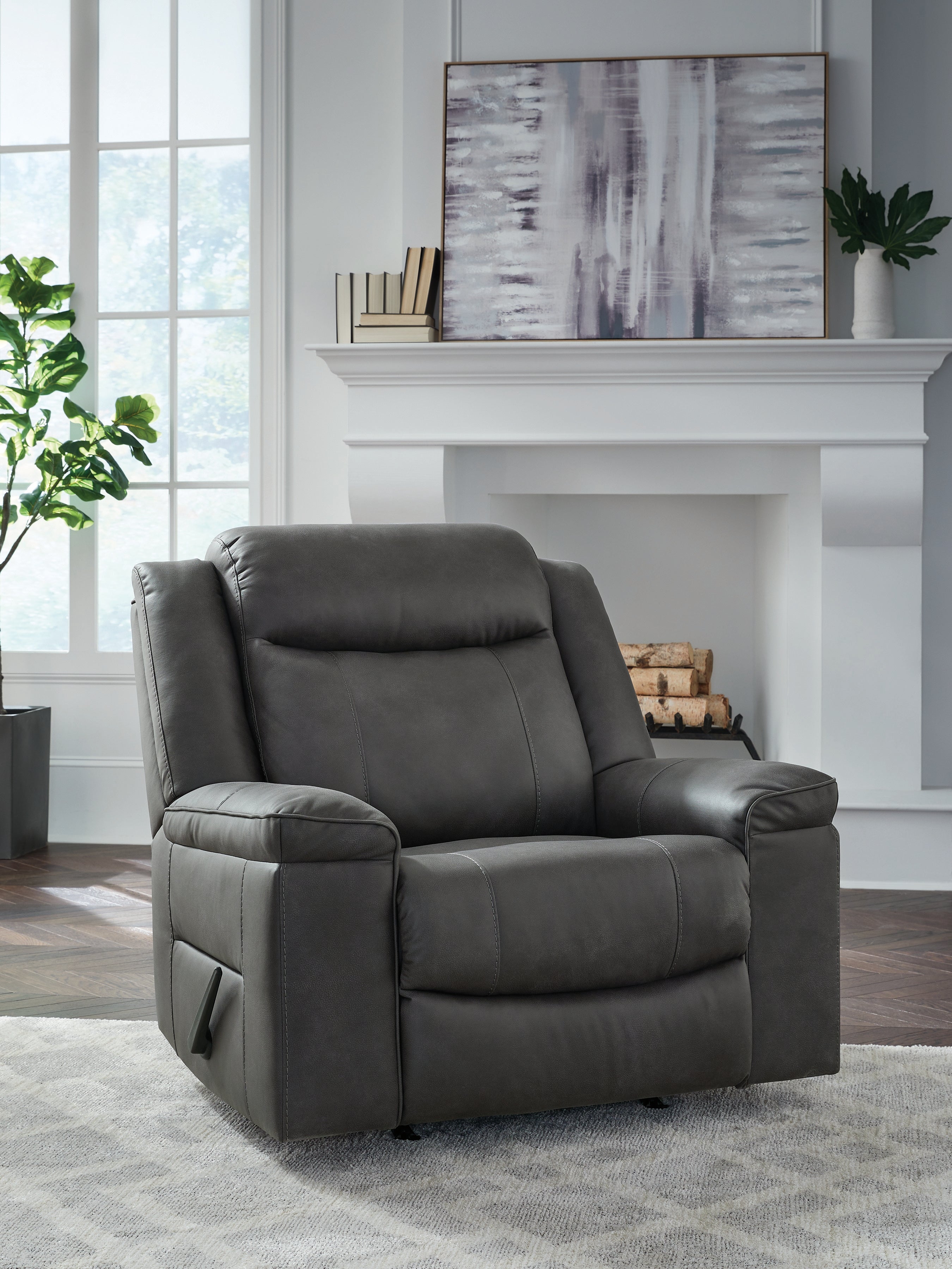 Coral Furniture - Ashley Furniture - Status Check Living Room - Rocker Recliner / Shadow - PC6530725