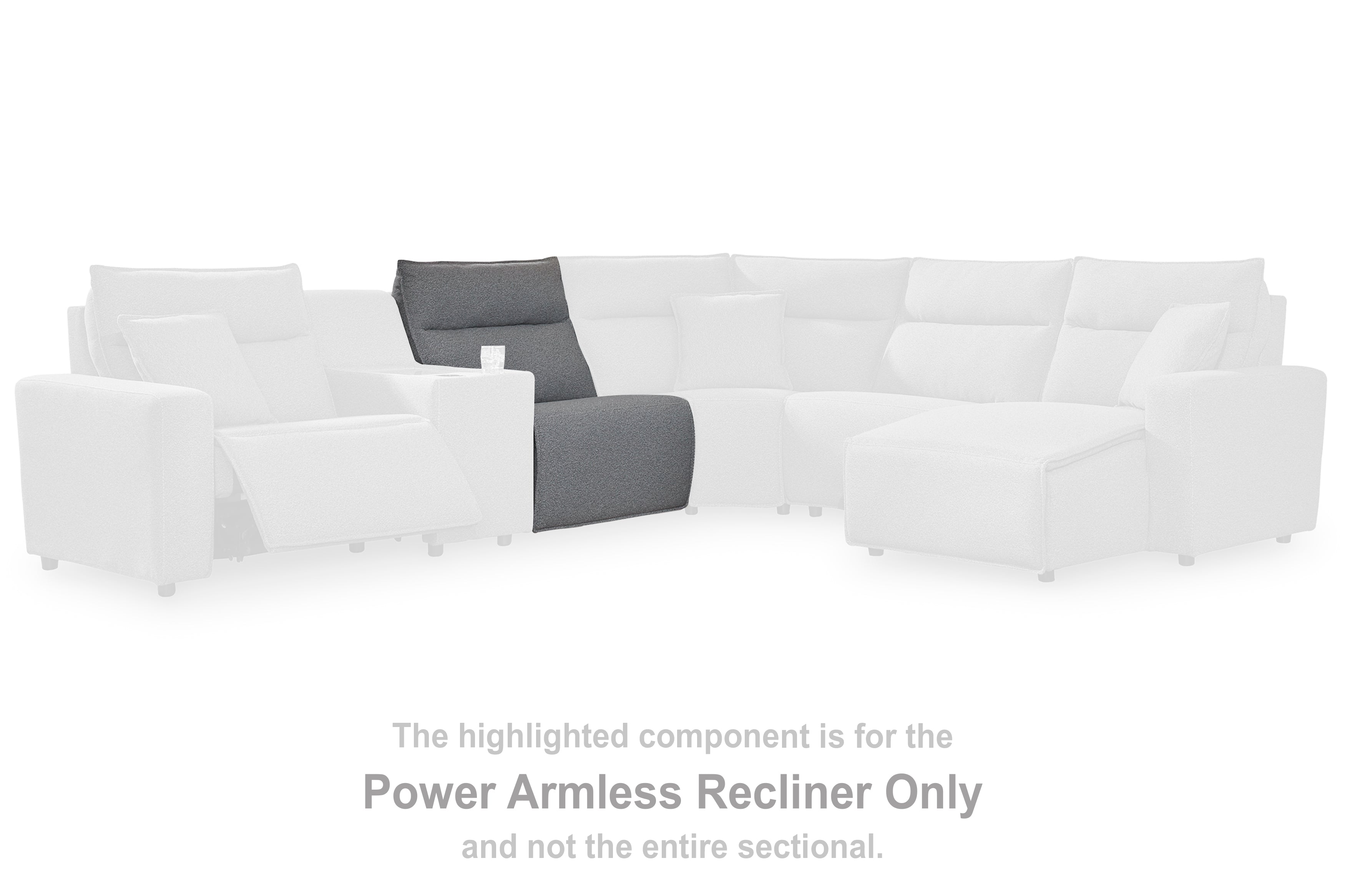 Coral Furniture - Ashley Furniture - ModMax II Sectional - PWR Armless REC w/ADJ Headrest / Salt and Pepper - 6590631