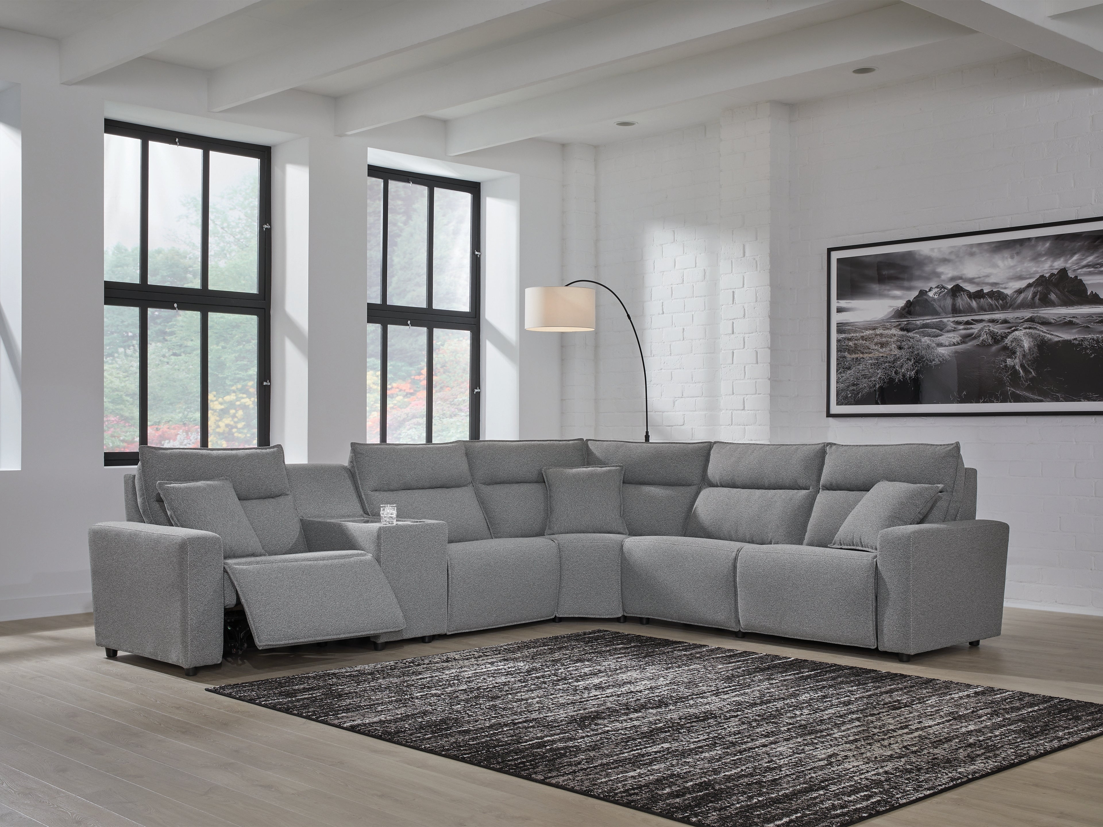 Coral Furniture - Ashley Furniture - ModMax II Sectional - 6-Piece Power Reclining Sectional / Salt and Pepper - 65906S10