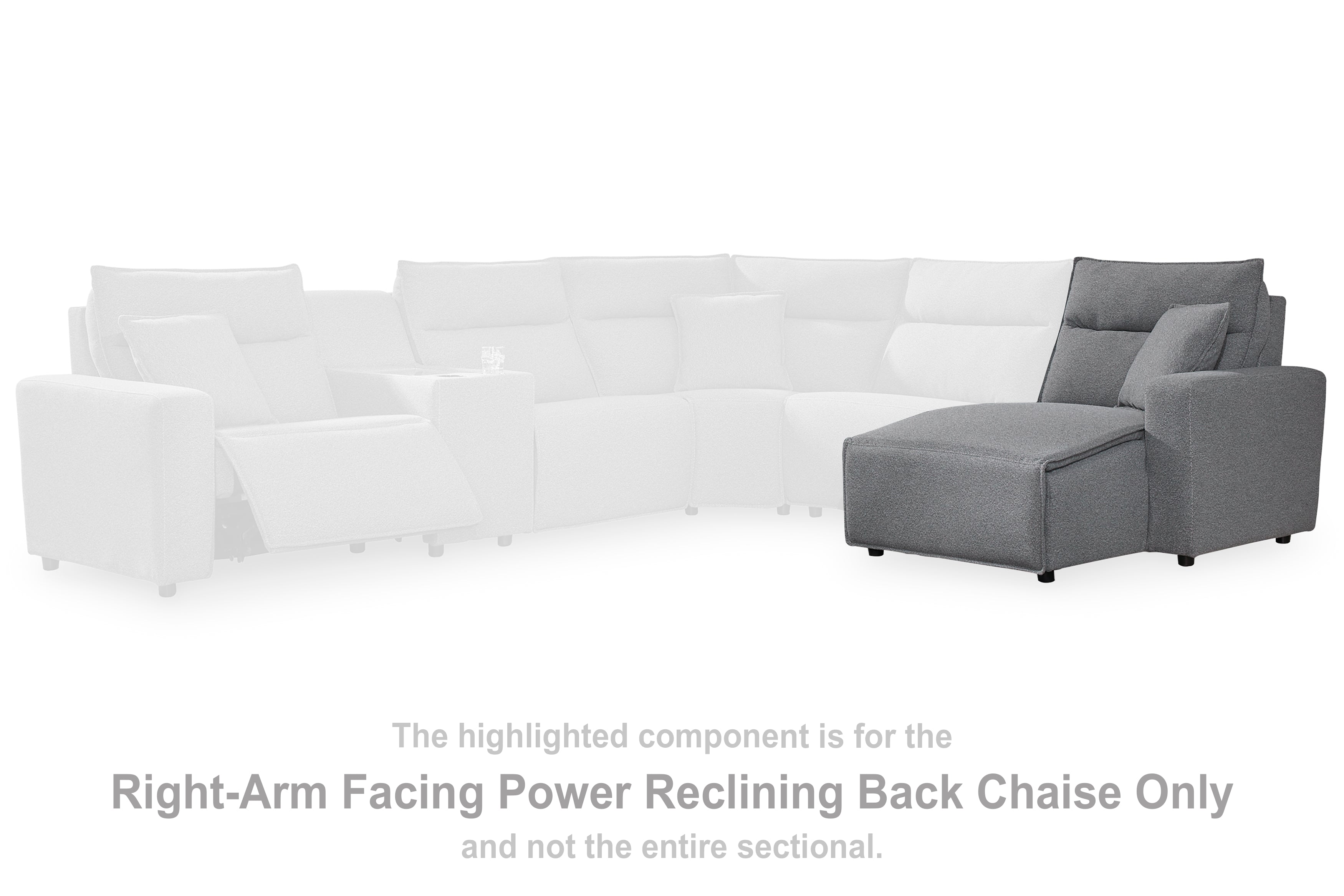 Coral Furniture - Ashley Furniture - ModMax II Sectional - RAF Press Back Power Chaise / Salt and Pepper - 6590697