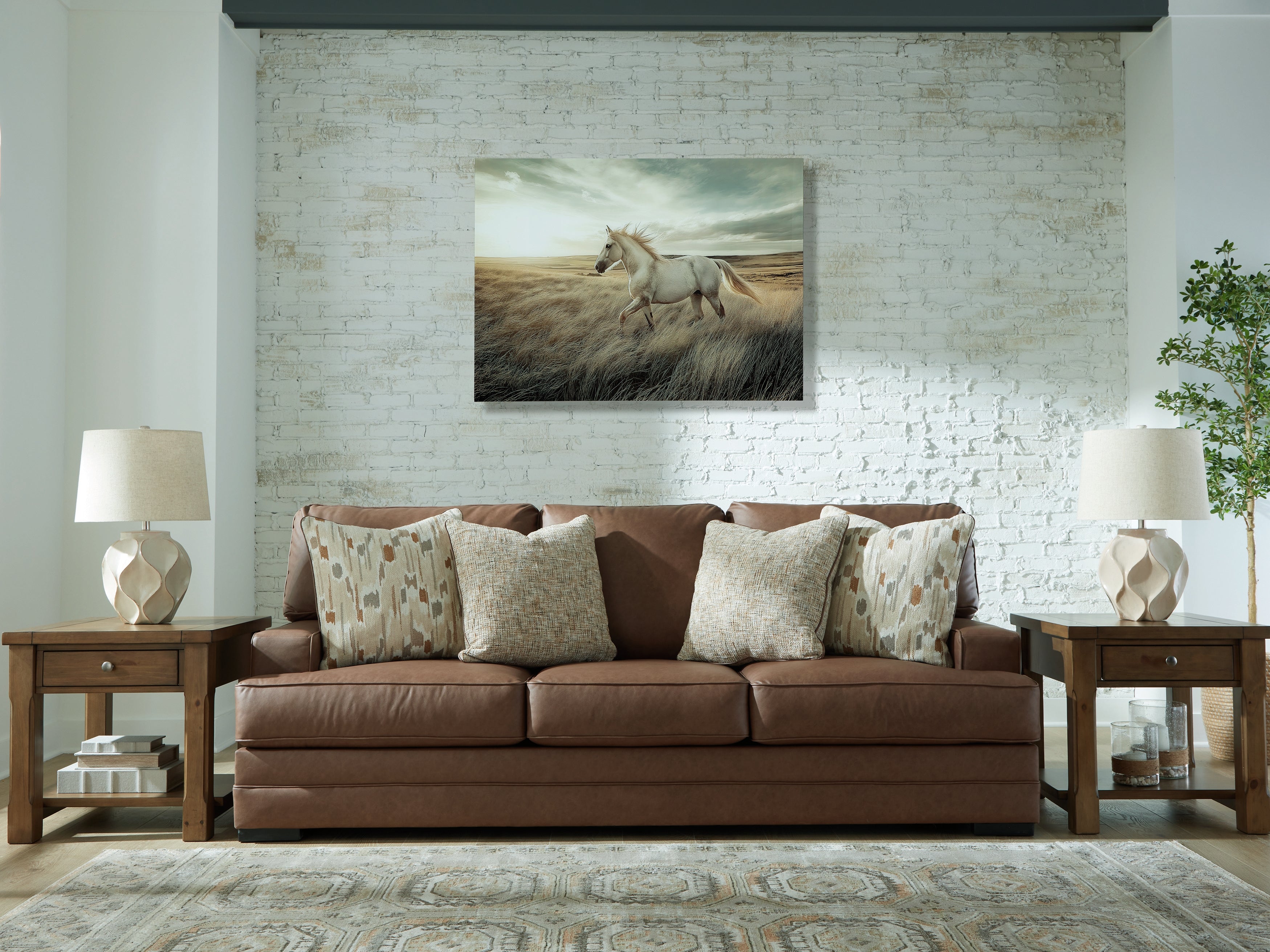 Coral Furniture - Ashley Furniture - VillaCourt Living Room - Sofa / Caramel - 7490938