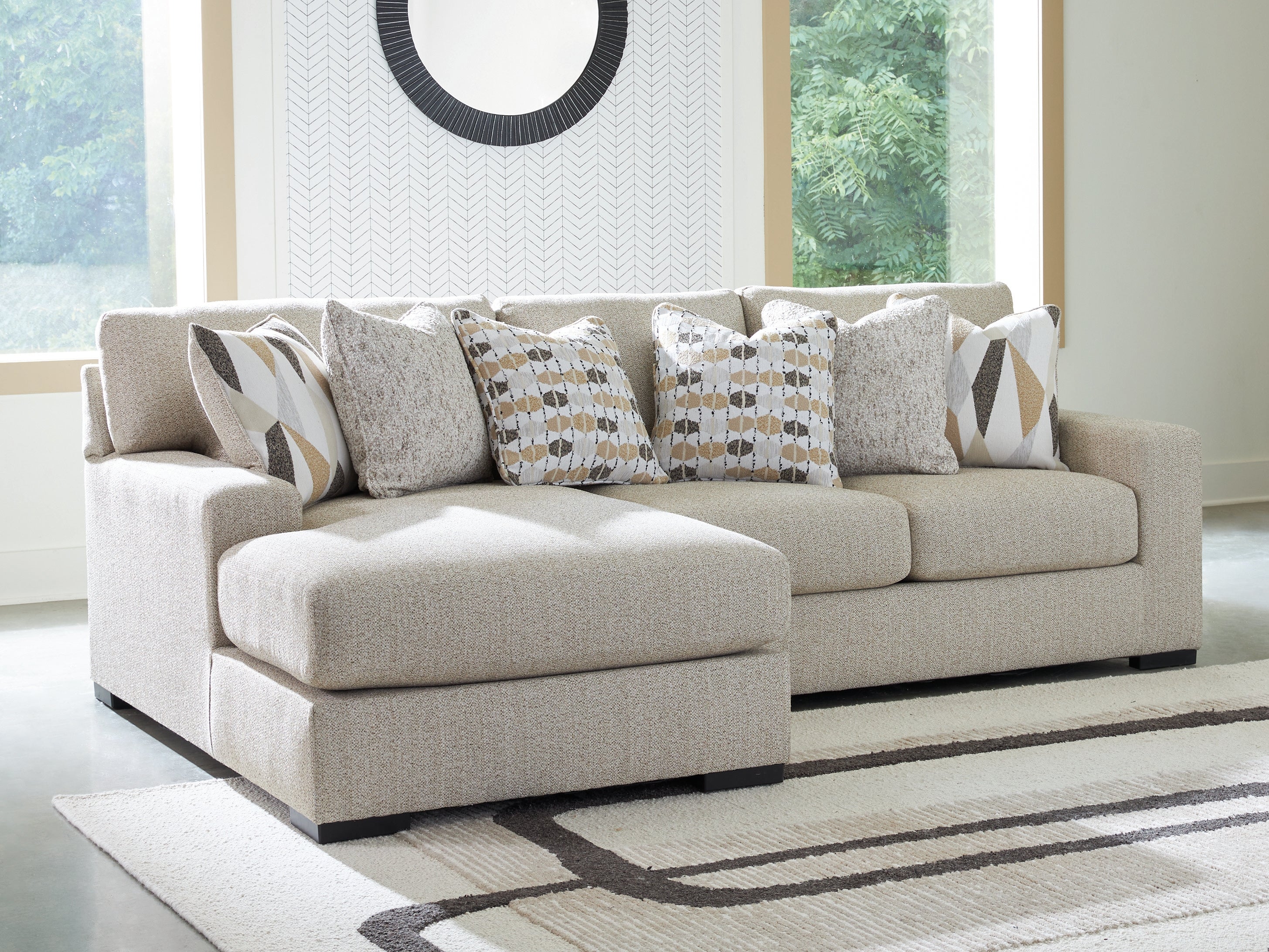 Coral Furniture - Ashley Furniture - Laurelgrove Sectional - RAF 2-Piece Sectional Sofa Chaise / Pebble - 75105S4