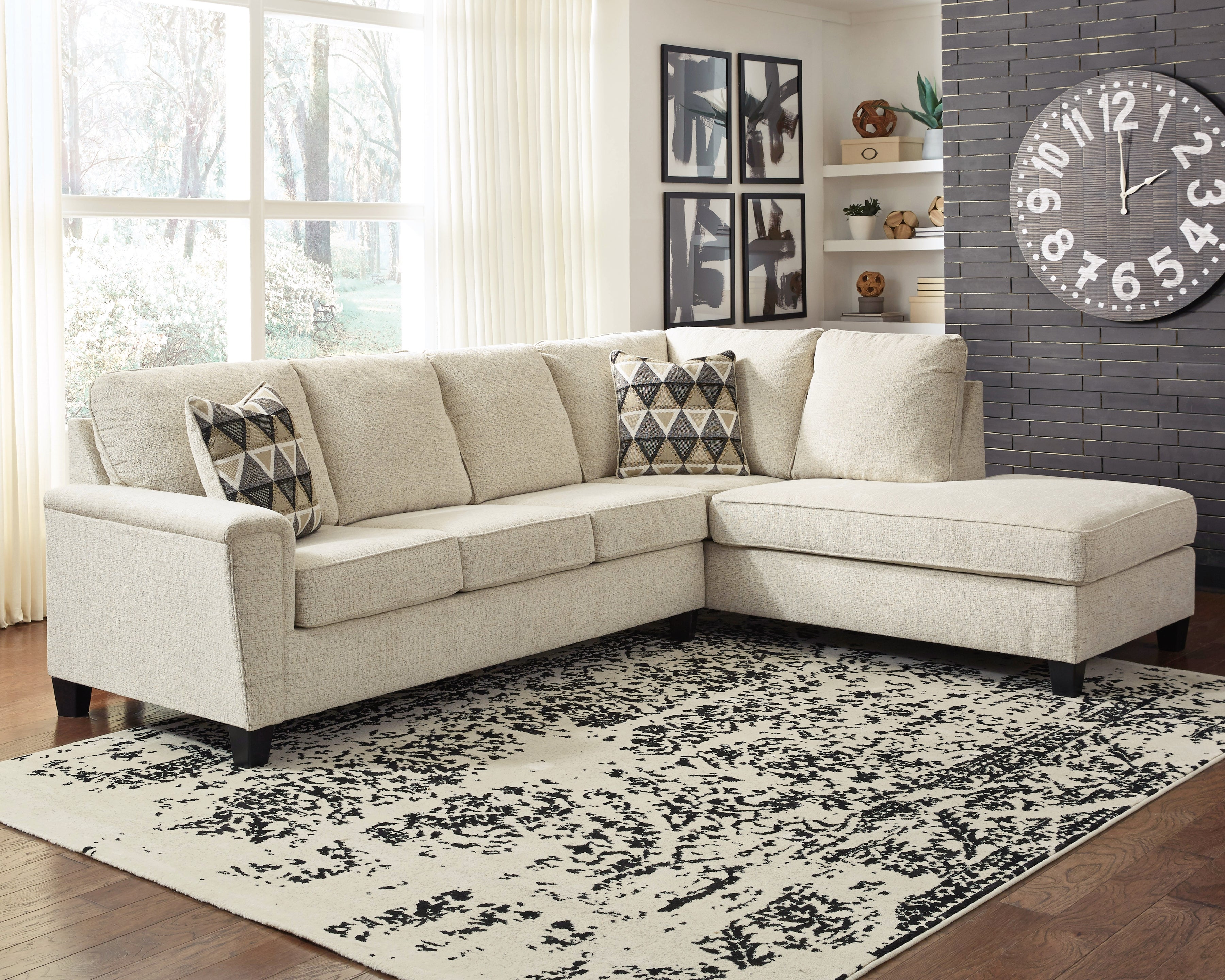 Coral Furniture - Ashley Furniture - Abinger Sectional - LAF 2-Piece Sectional with Chaise / Natural - 83904S2