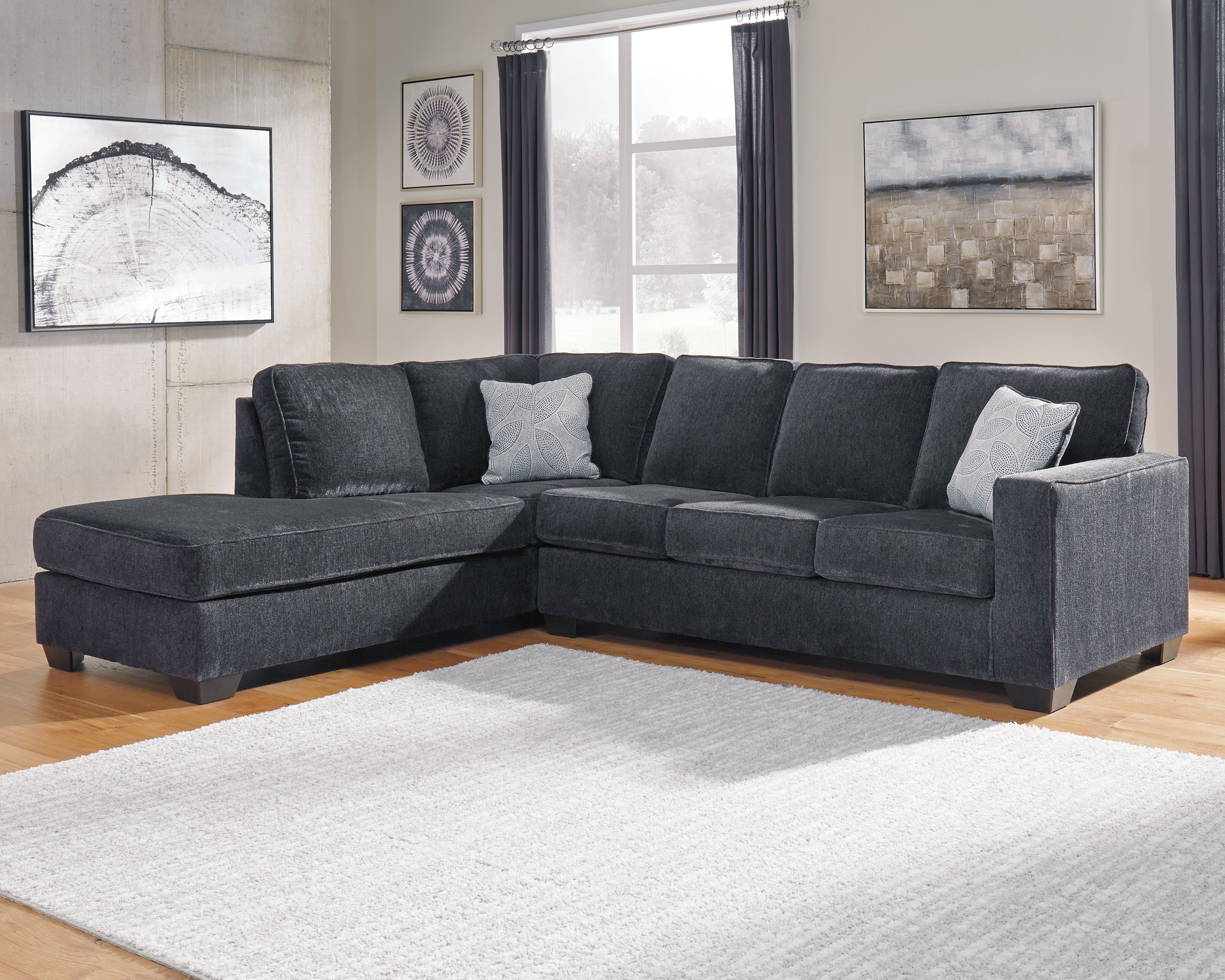 Coral Furniture - Ashley Furniture - Altari Sectional - RAF 2-Piece Sectional with Chaise / Slate - 87213S1