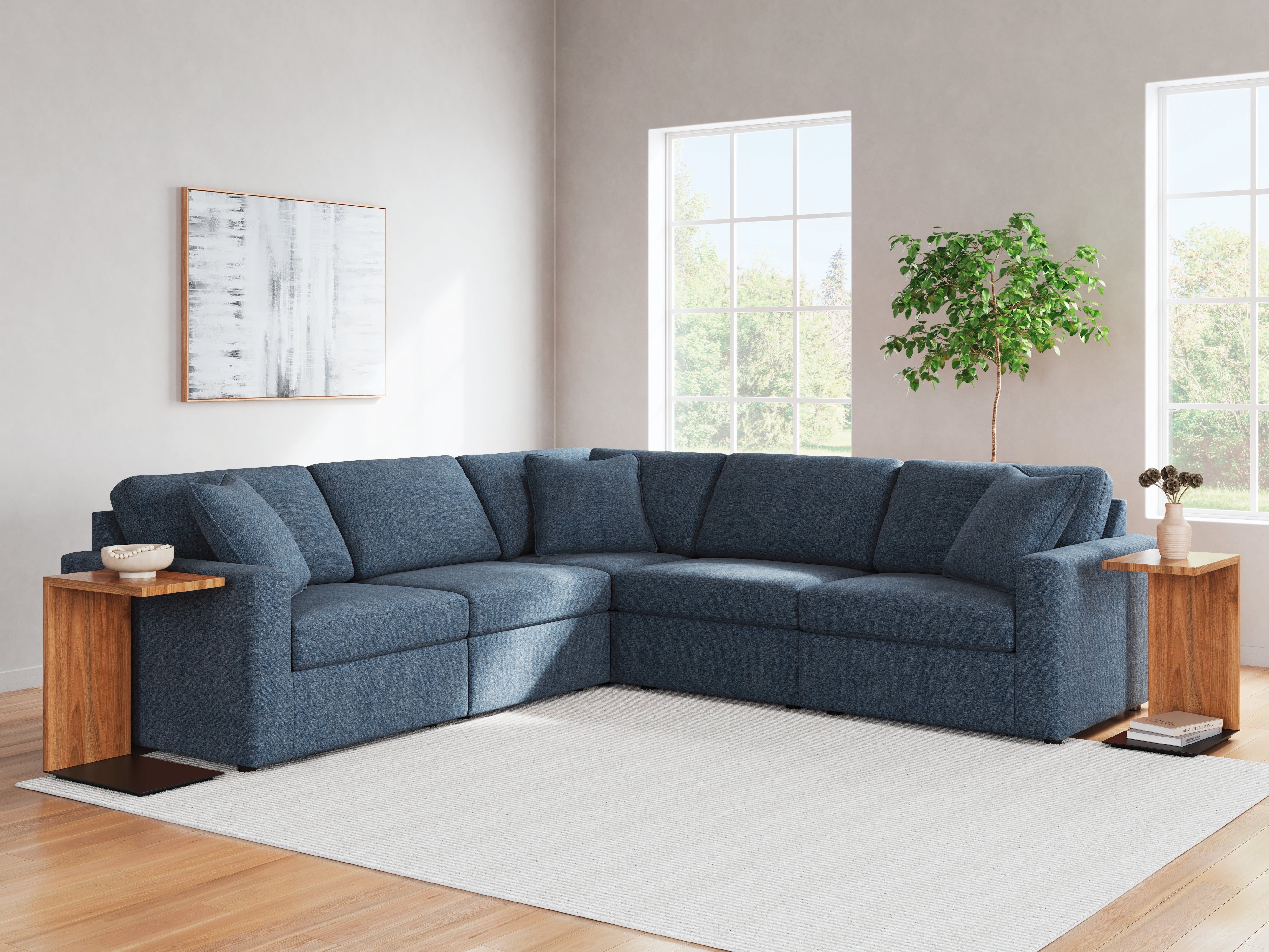 Coral Furniture - Ashley Furniture - Modmax Sectional - RAF 5-Piece Sectional / Ink - 92101S6