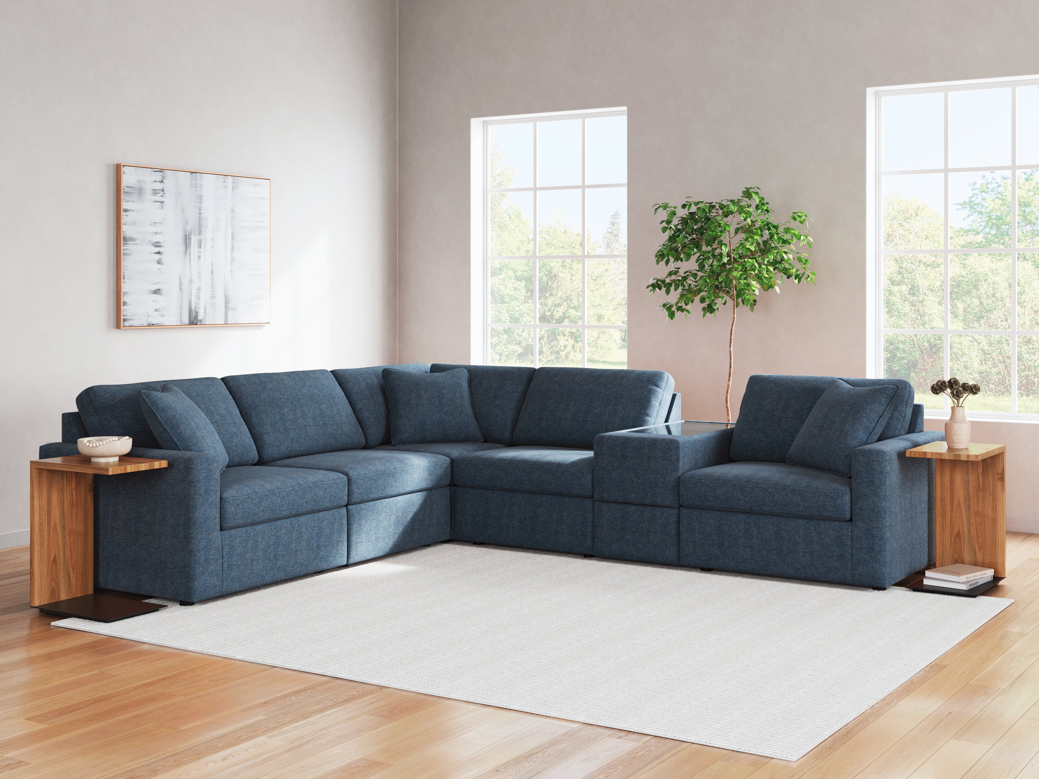 Coral Furniture - Ashley Furniture - Modmax Sectional - RAF 6-Piece Sectional / Ink - 92101S7