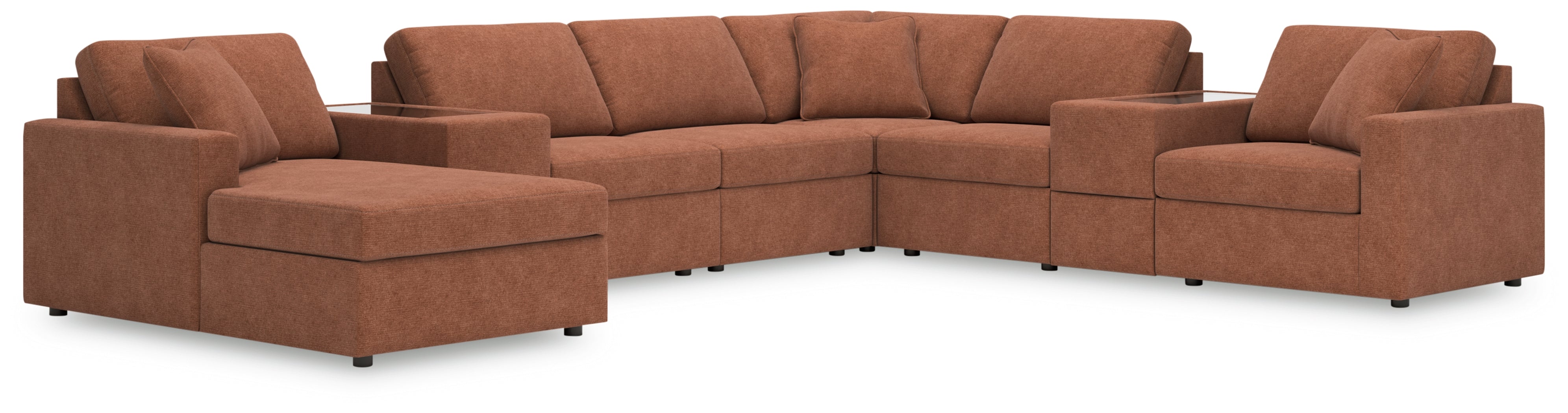 Coral Furniture - Ashley Furniture - Modmax Sectional - RAF 8-Piece Sectional with Chaise / Spice - 92102S43