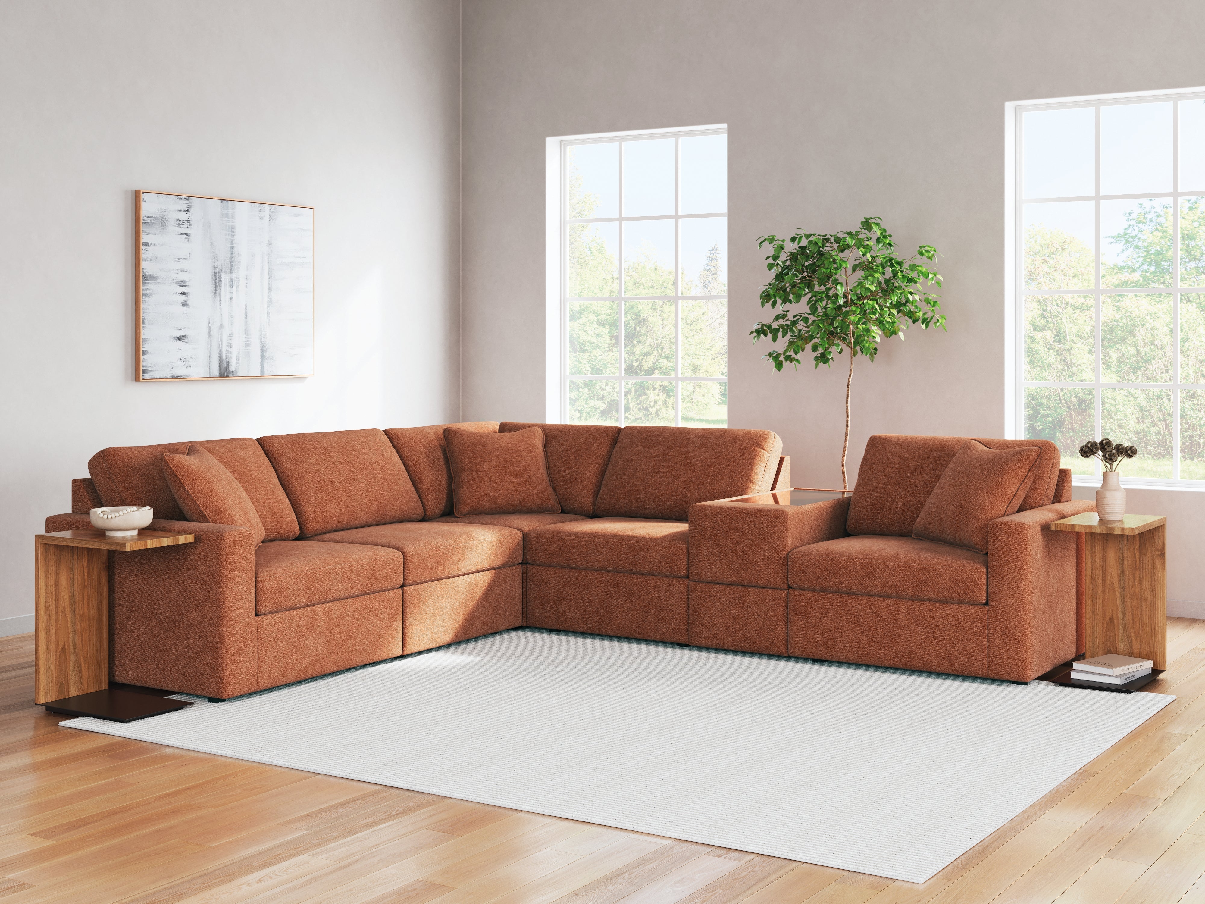 Coral Furniture - Ashley Furniture - Modmax Sectional - RAF 6-Piece Sectional / Spice - 92102S7