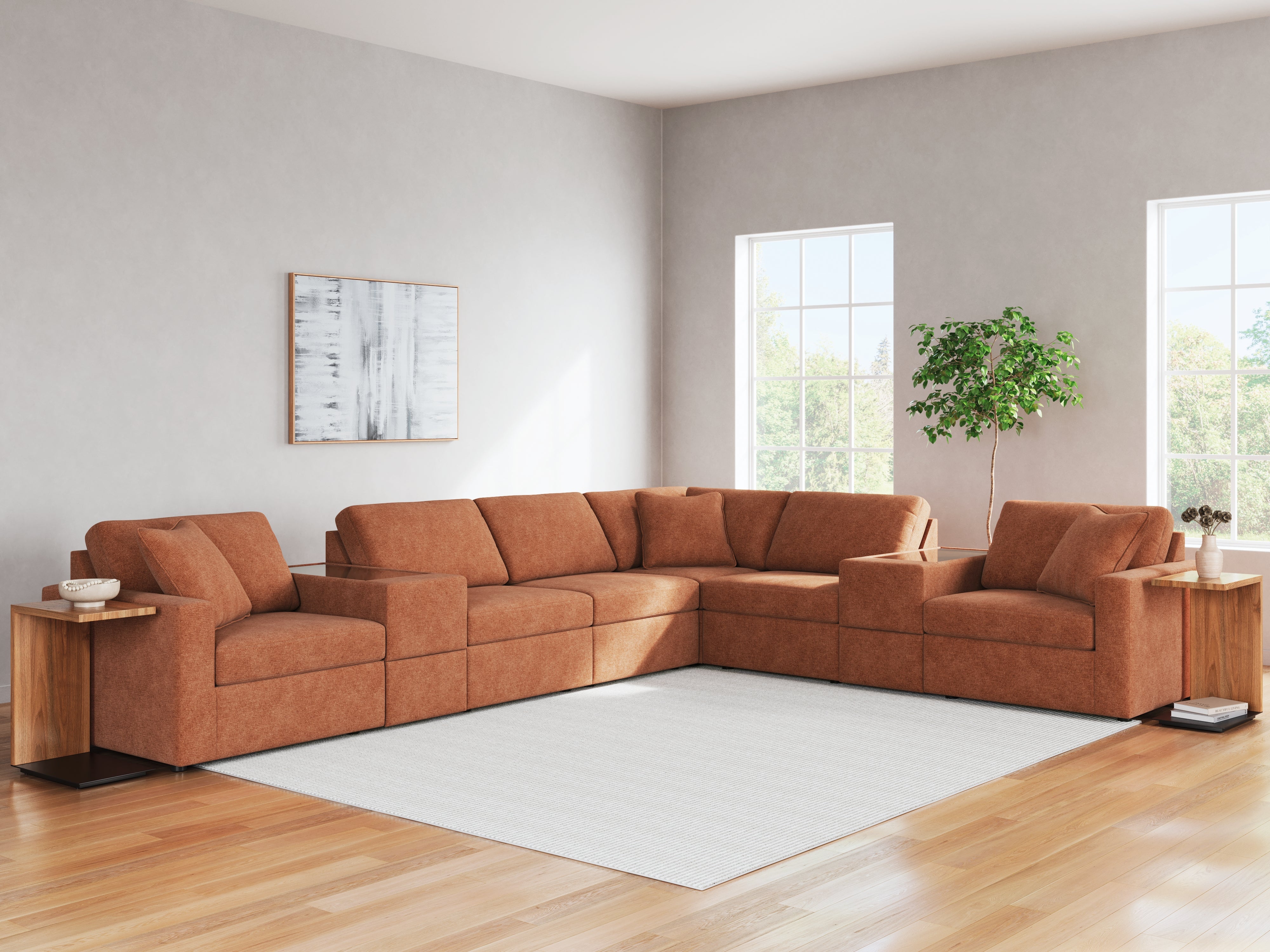 Coral Furniture - Ashley Furniture - Modmax Sectional - RAF 8-Piece Sectional / Spice - 92102S11
