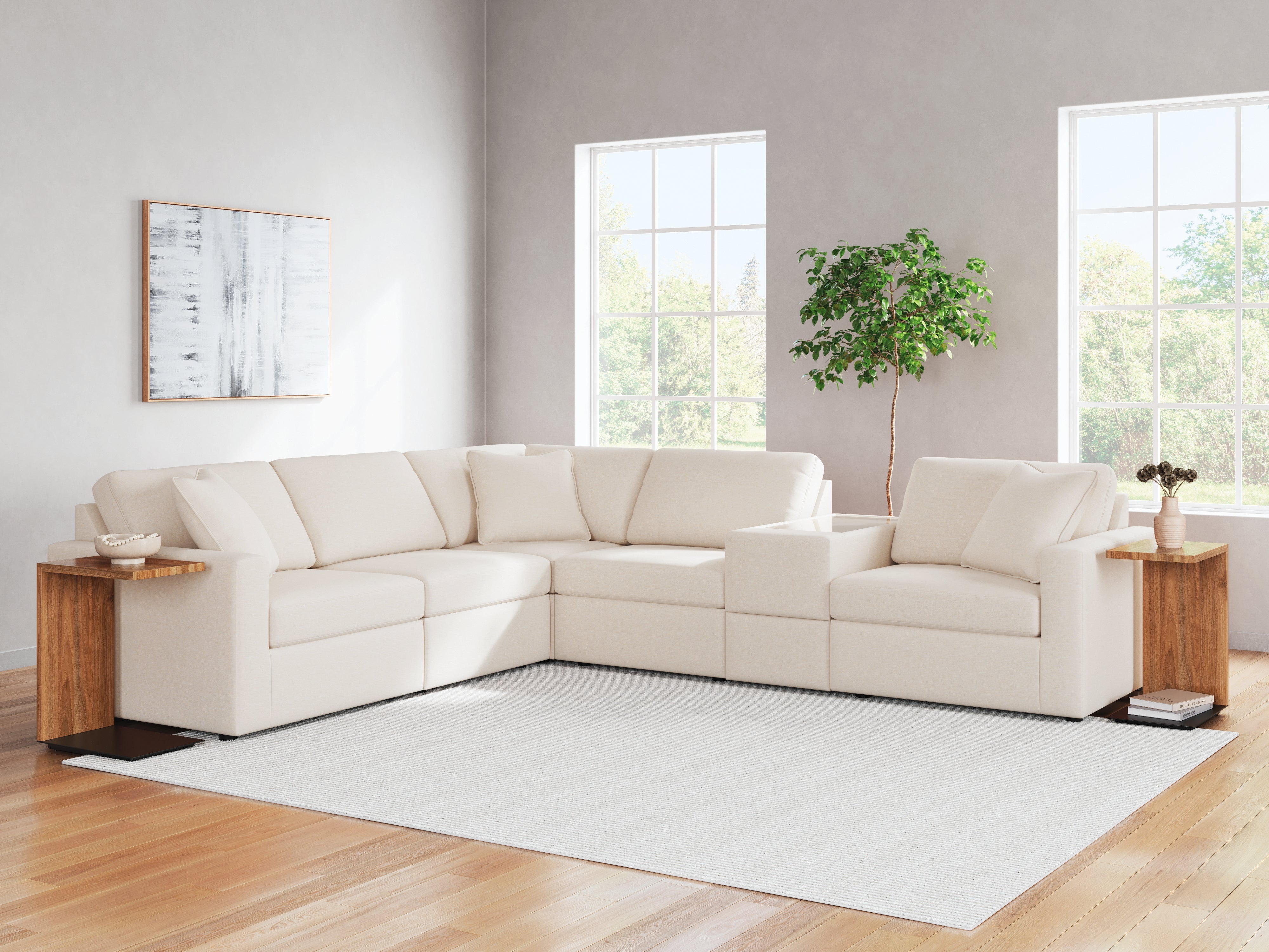 Coral Furniture - Ashley Furniture - Modmax Sectional - RAF 6-Piece Sectional / Oyster - 92103S7