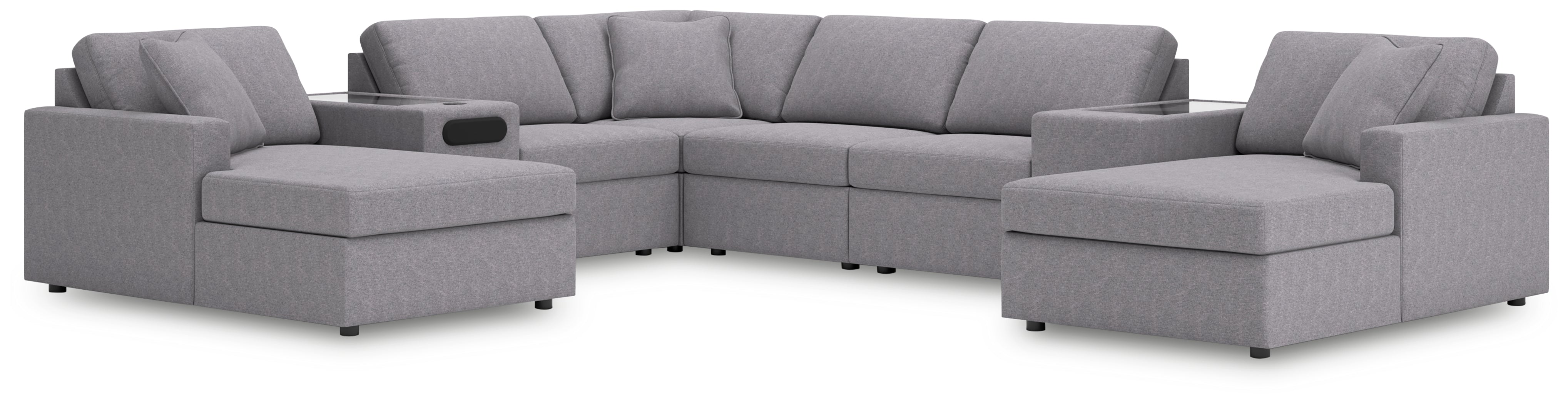 Coral Furniture - Ashley Furniture - Modmax Sectional - RAF 8-Piece Sectional with Chaise / Granite - 92104S31