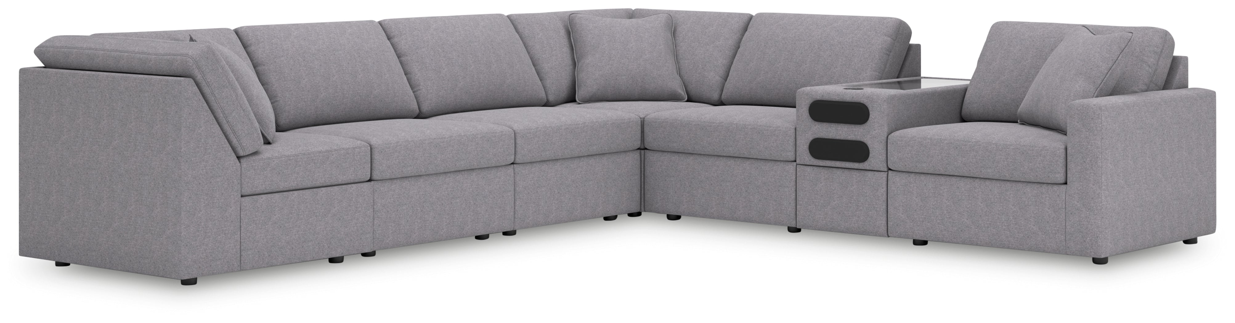 Coral Furniture - Ashley Furniture - Modmax Sectional - 7-Piece Sectional with Audio Console / Granite - 92104S34