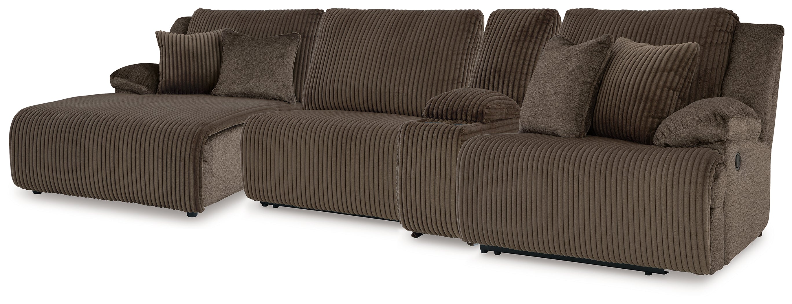 Coral Furniture - Ashley Furniture - Top Tier Sectional - 4-Piece Reclining Sectional with Chaise / Chocolate - 92705S12