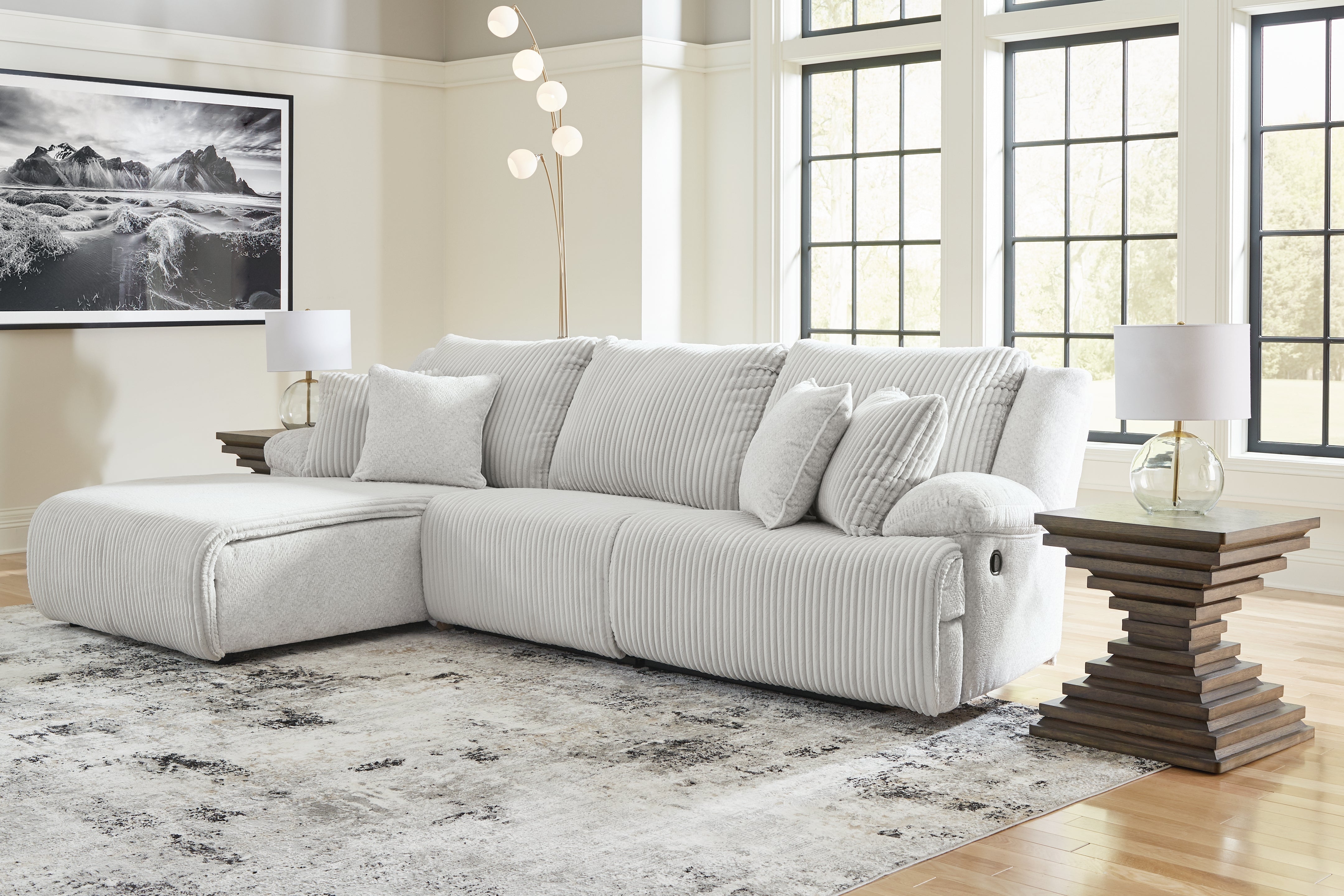 Coral Furniture - Ashley Furniture - Top Tier Sectional - 3-Piece Sectional Sofa Chaise / Alloy - 92706S7
