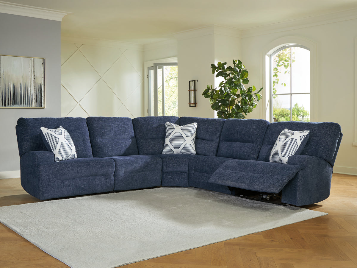 Coral Furniture - Ashley Furniture - Acklen Place Sectional - 2-Piece Power Reclining Sectional / Navy - 93607S16
