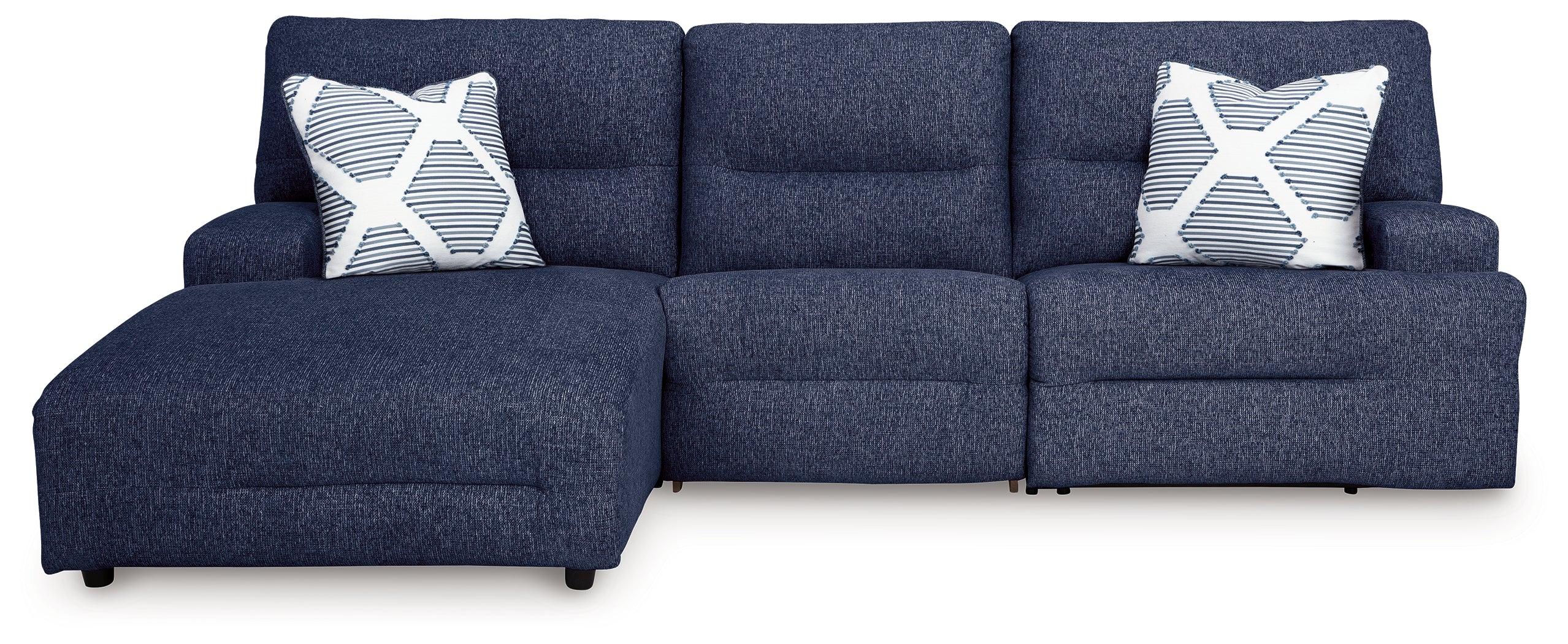 Coral Furniture - Ashley Furniture - Acklen Place Sectional - 3-Piece Power Reclining Sectional / Navy - 93607S7