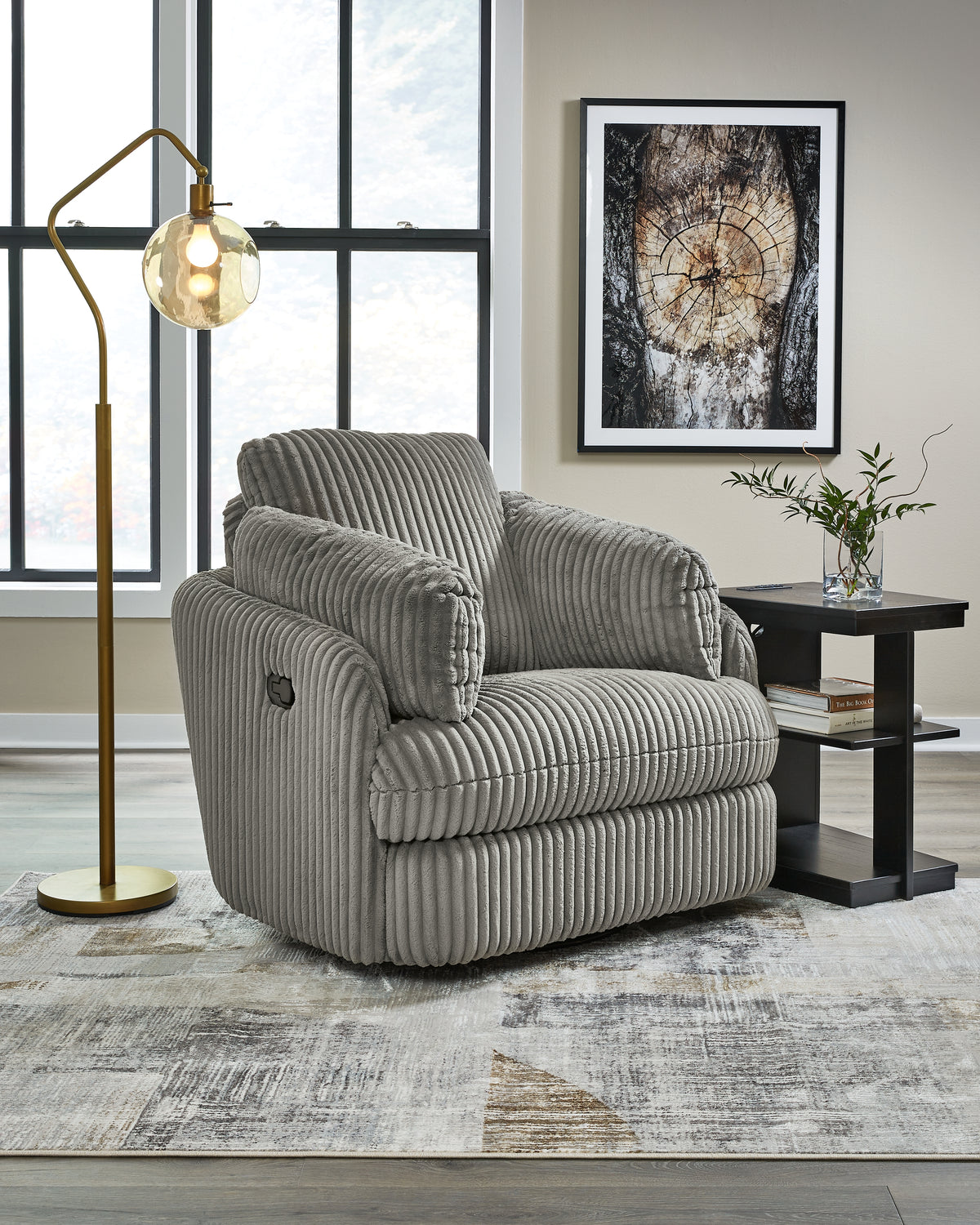 Coral Furniture - Ashley Furniture - Tie-Breaker Living Room - Swivel Glider Recliner / Fog - 9490361