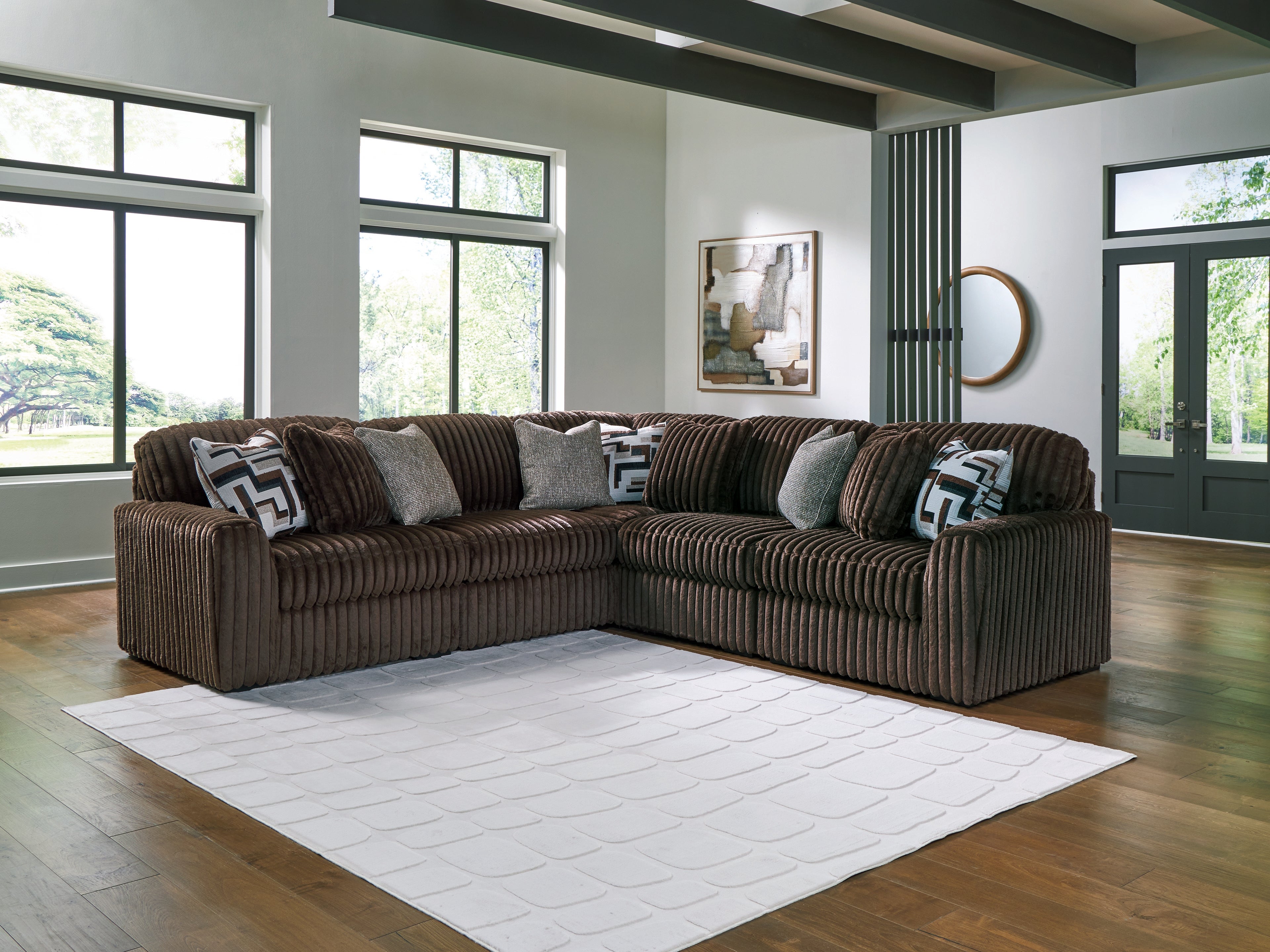 Coral Furniture - Ashley Furniture - Midnight-Madness Sectional - RAF 5-Piece Sectional / Chocolate - 98104S26