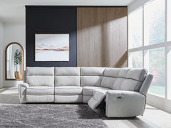 Coral Furniture - Ashley Furniture - Social Pointe Sectional - 5-Piece Power Reclining Sectional / Pearl/Ash - PC98802S8