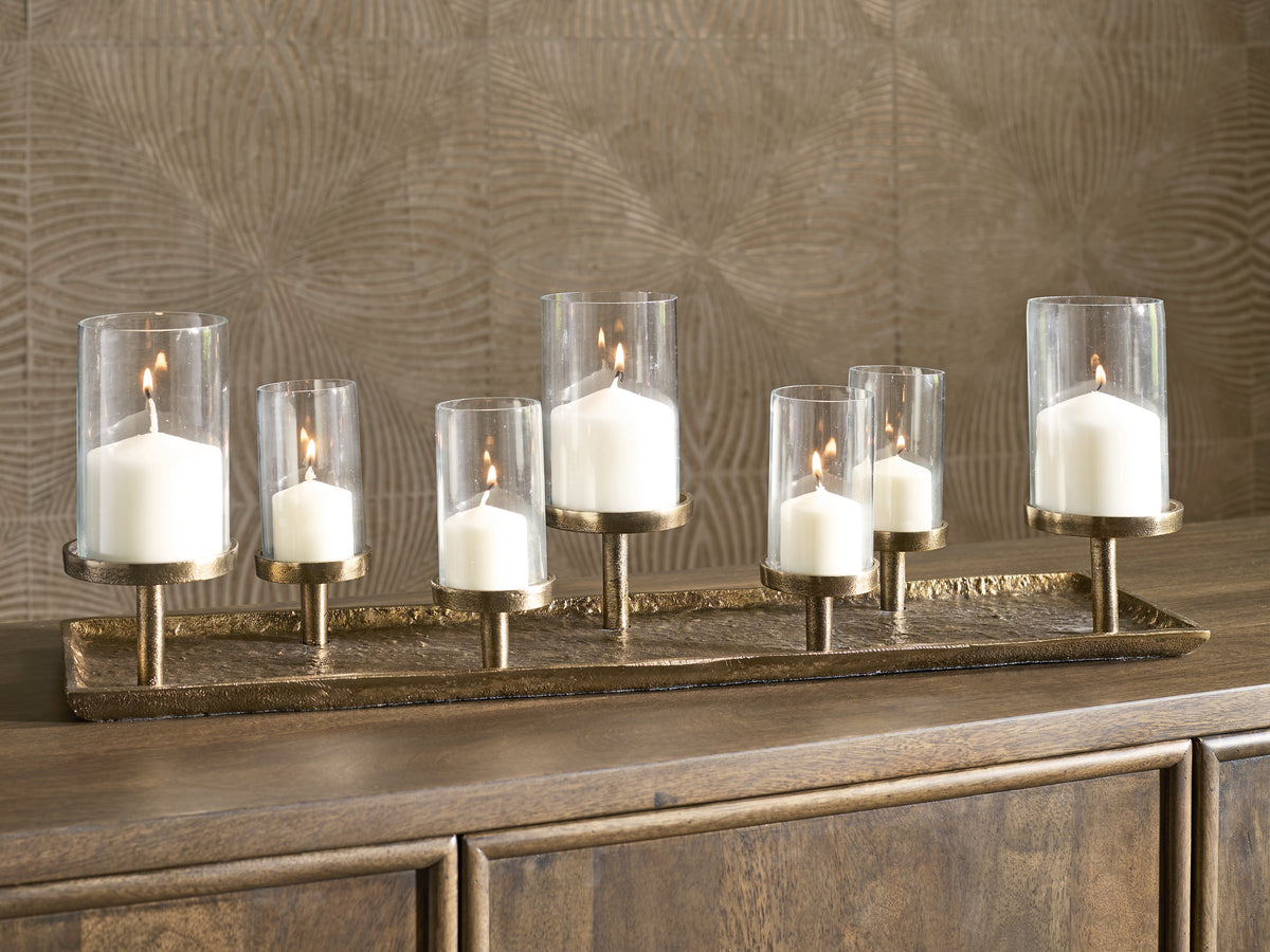 Coral Furniture - Ashley Furniture - Wallmond Candle Holder - Candle Holder / Antique Brass Finish - A2000820