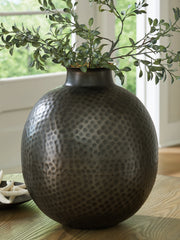 Coral Furniture - Ashley Furniture - Woody Vase - Vase / Pewter/Gold Finish - A2000845