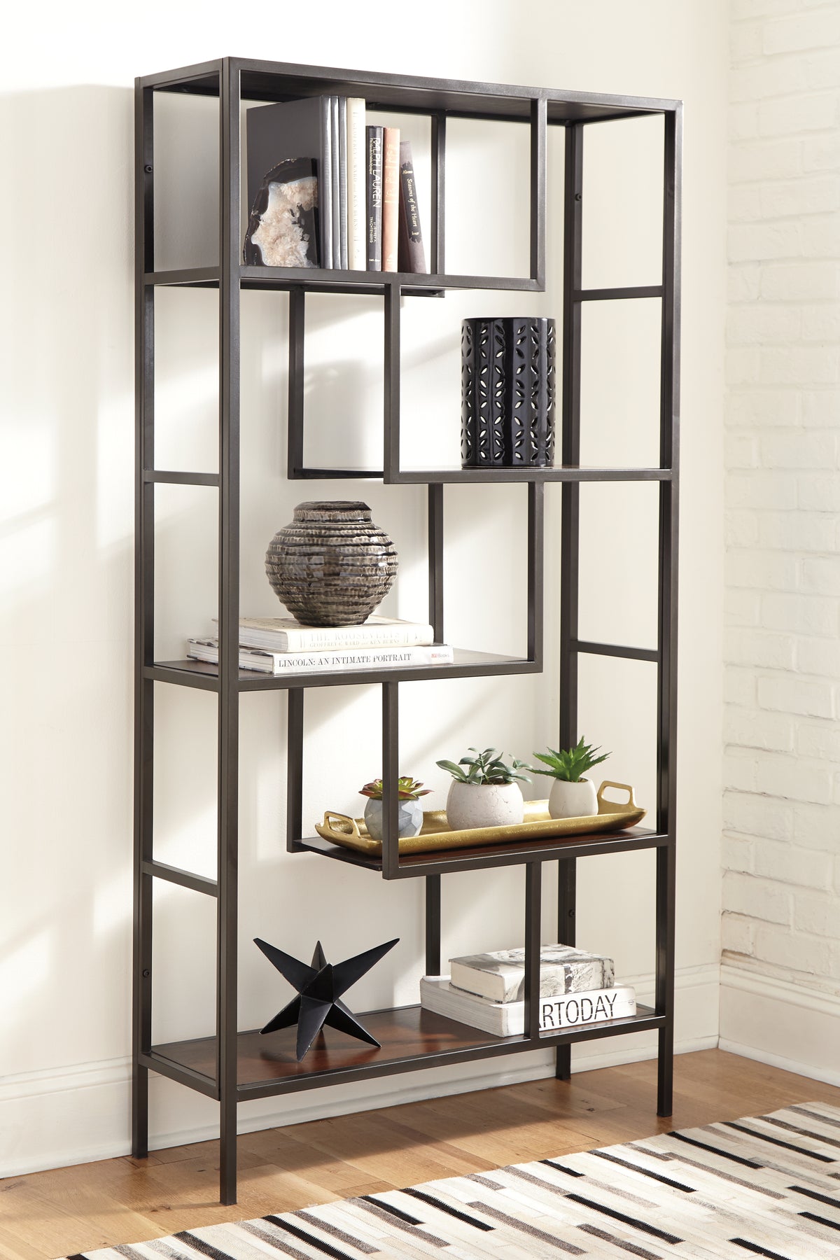 Coral Furniture - Ashley Furniture - Frankwell Bookcase - Bookcase / Brown/Black - A4000021